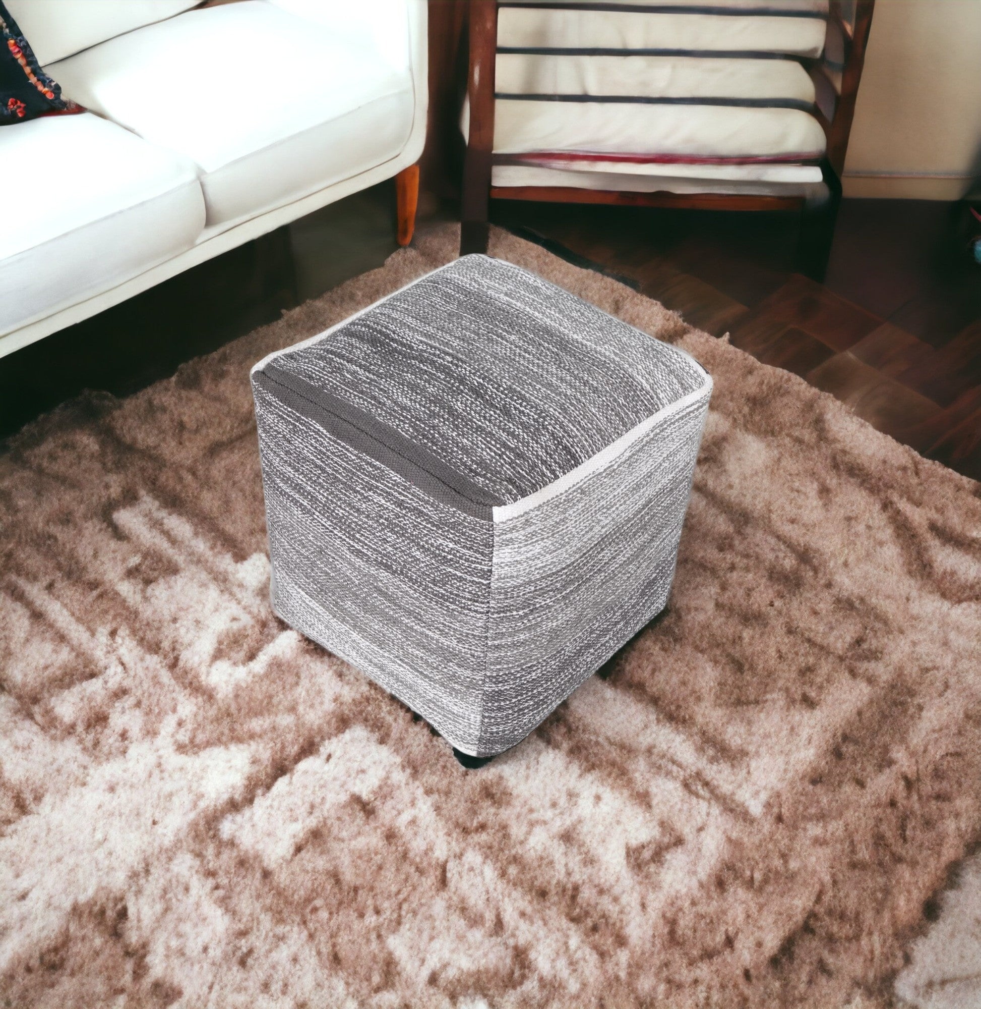 16 Gray 100% Cotton Ottoman