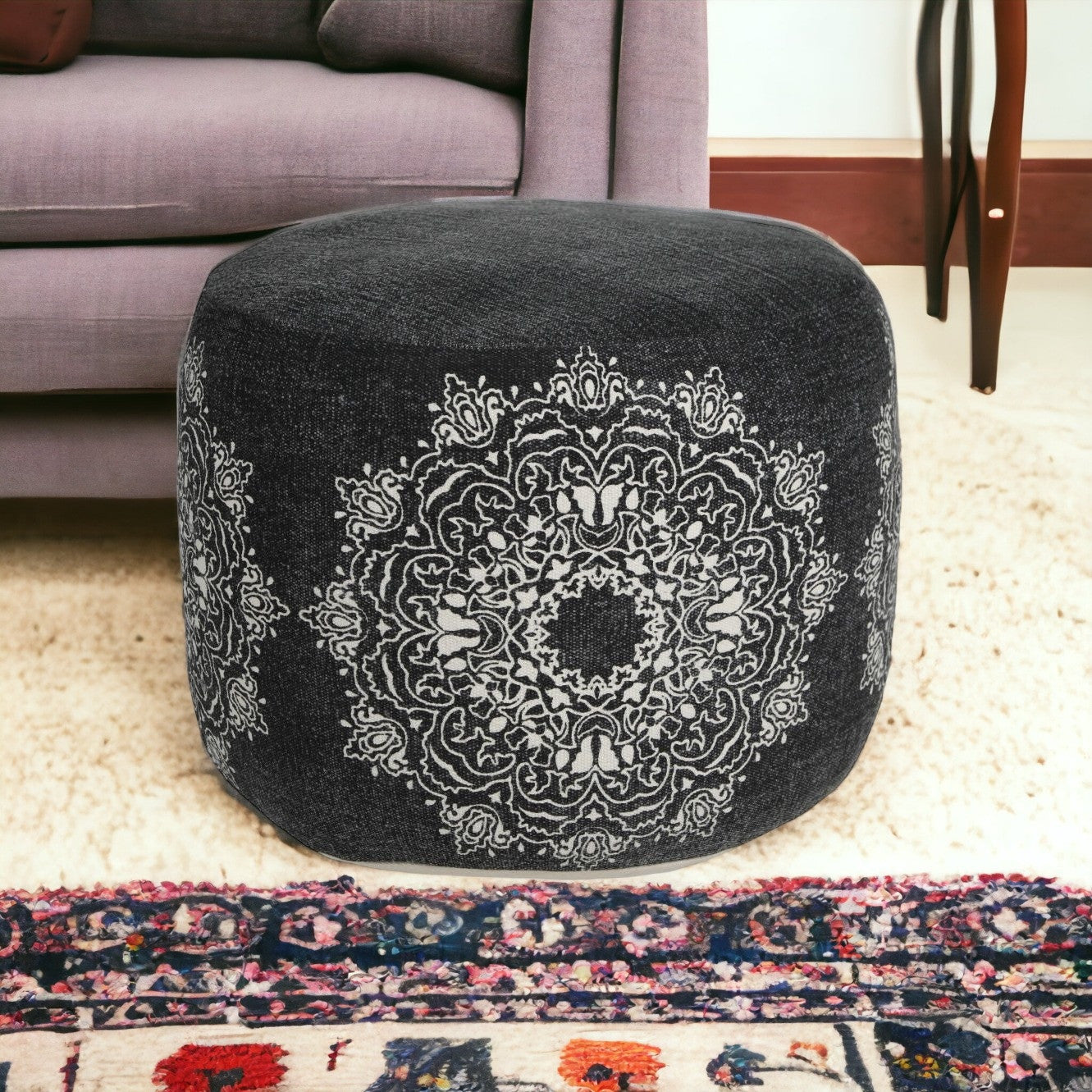 18 Black 100% Cotton Ottoman