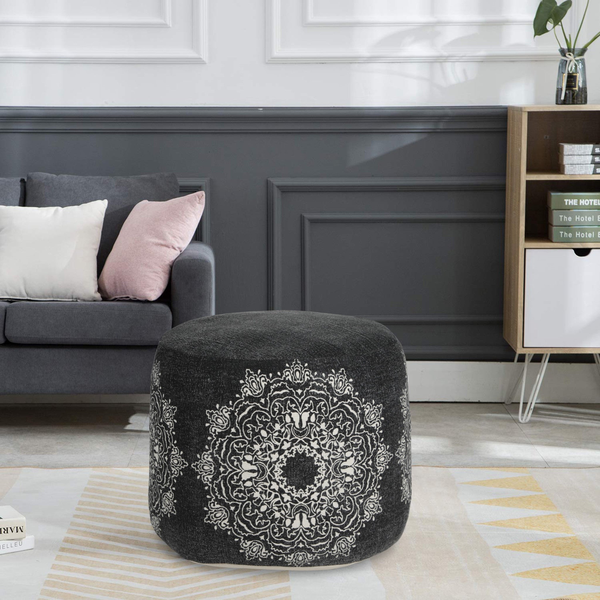 18 Black 100% Cotton Ottoman