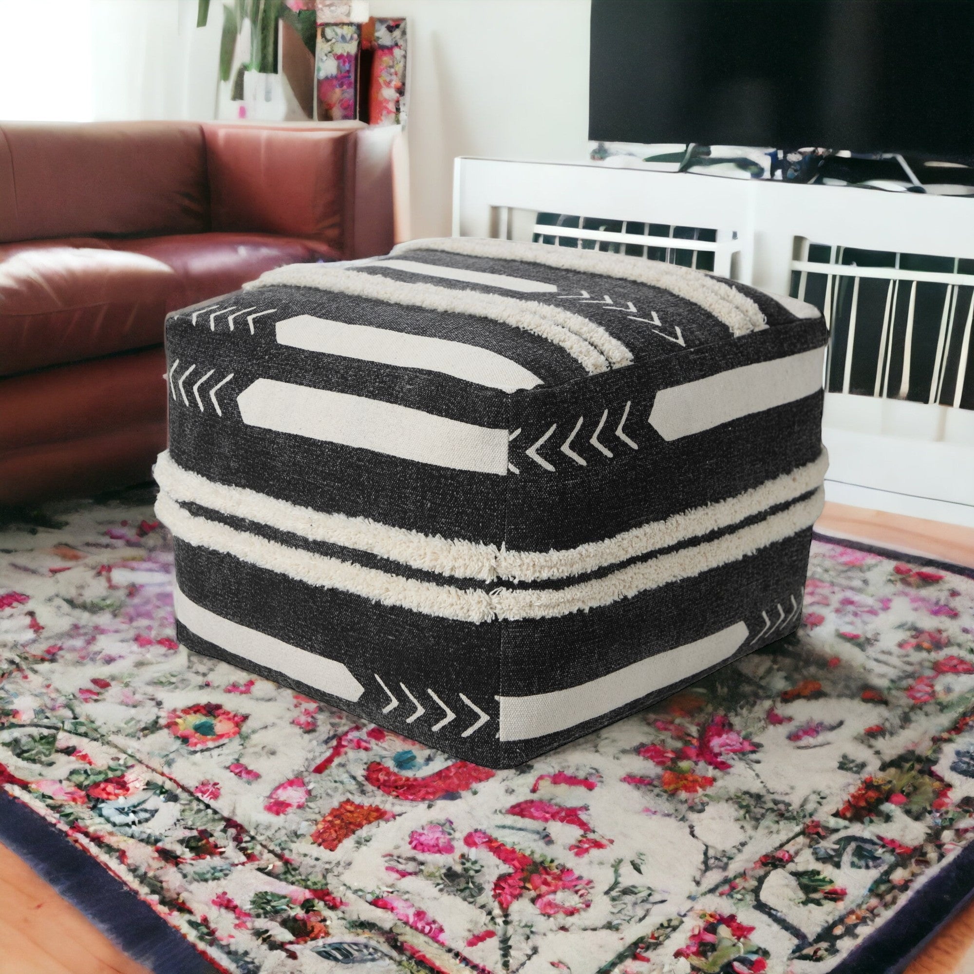 18 Black 100% Cotton Ottoman