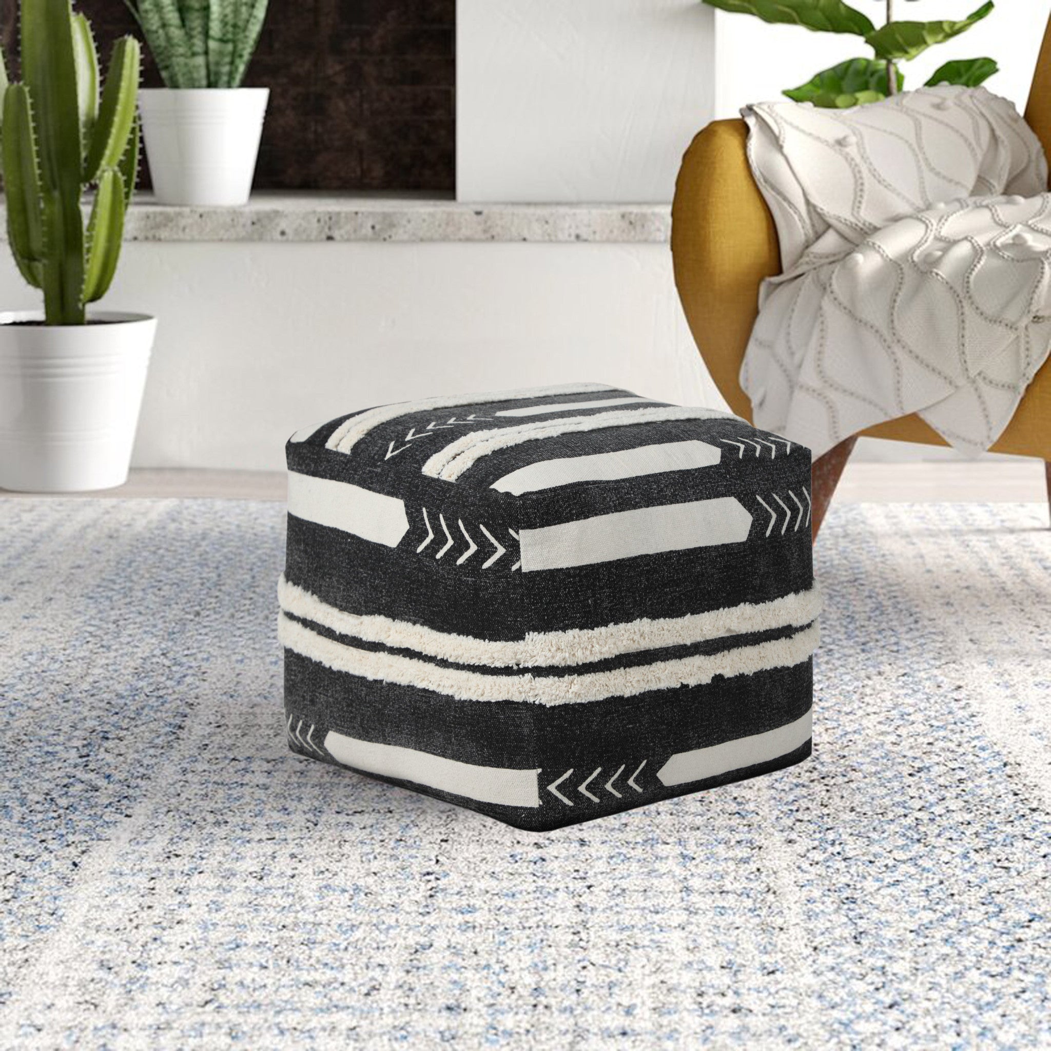 18 Black 100% Cotton Ottoman