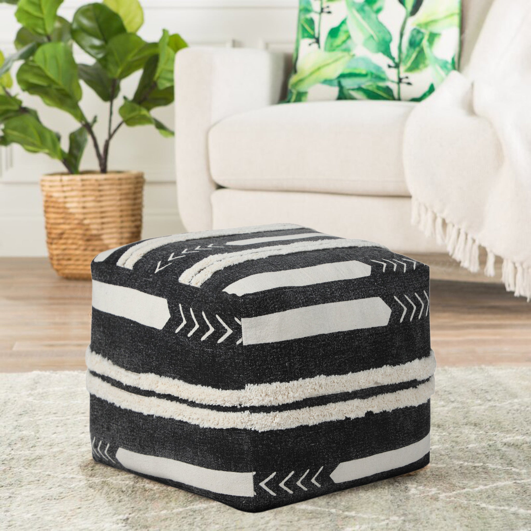 18 Black 100% Cotton Ottoman