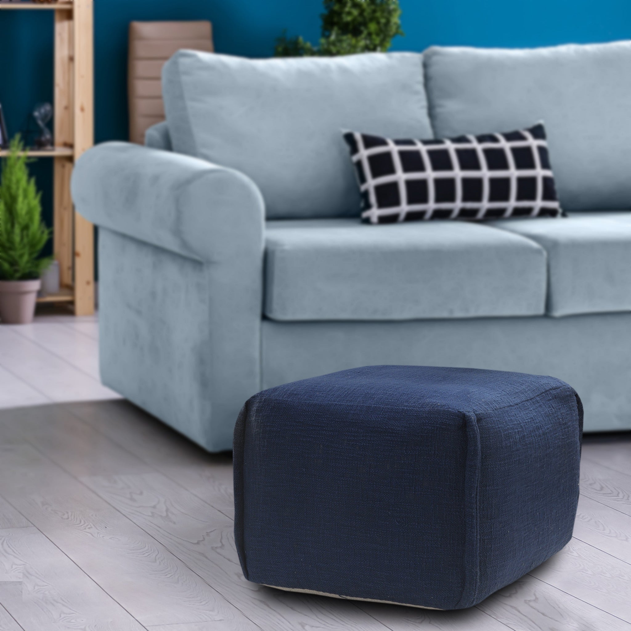 18 Blue 100% Cotton Ottoman