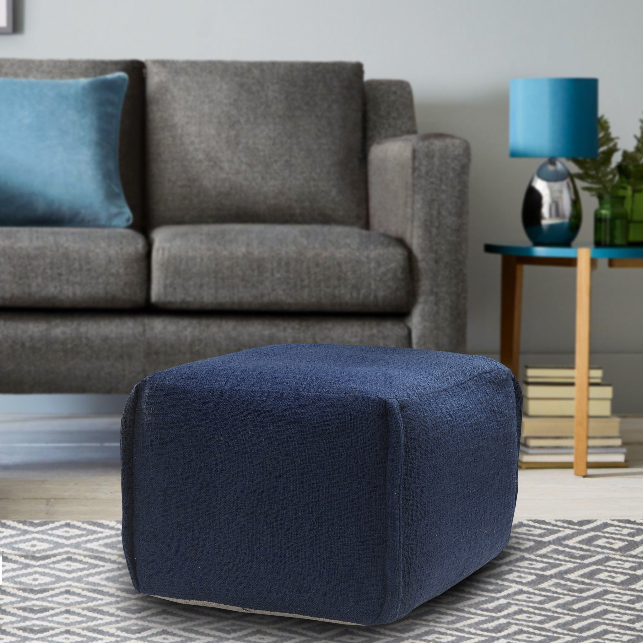 18 Blue 100% Cotton Ottoman