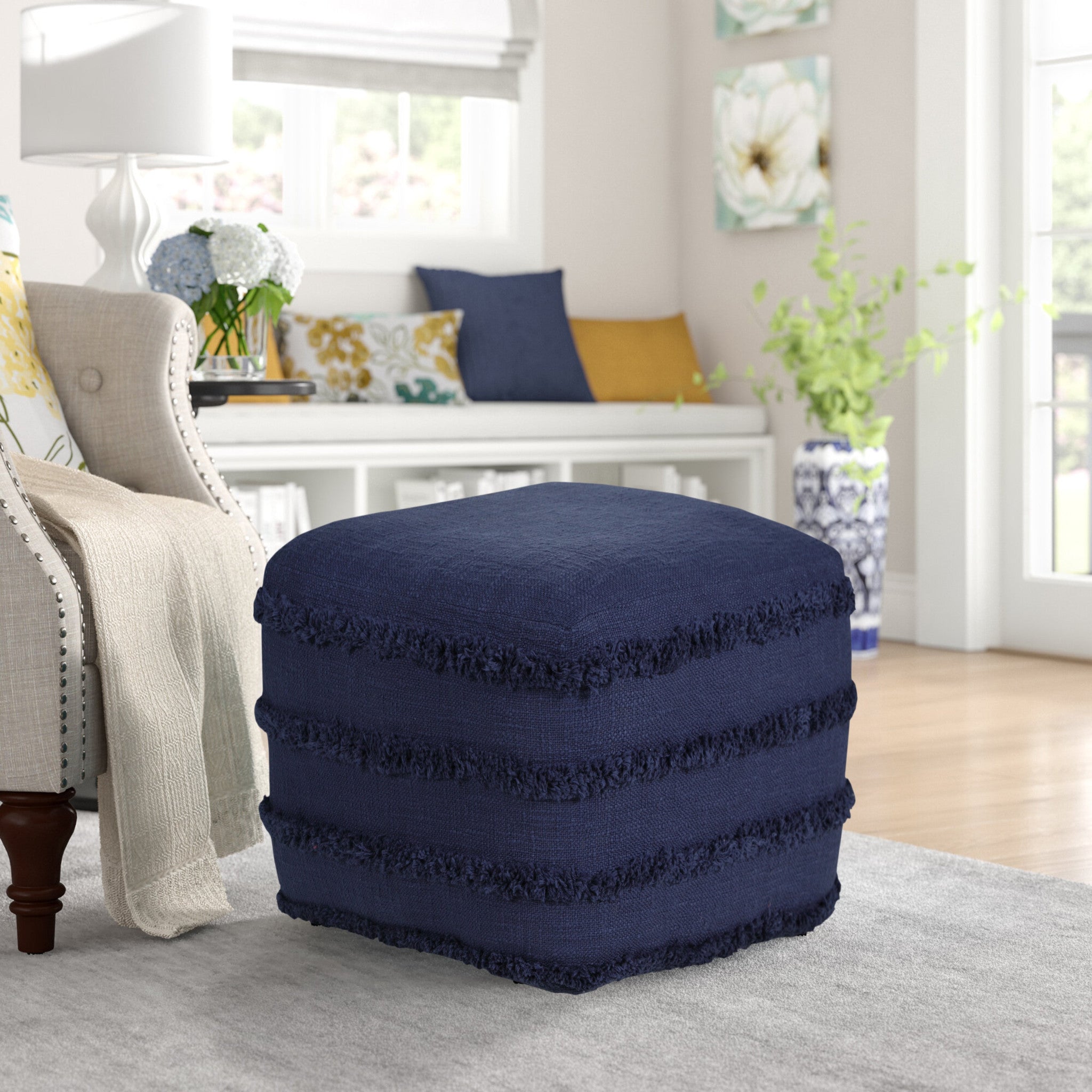 18 Blue 100% Cotton Ottoman