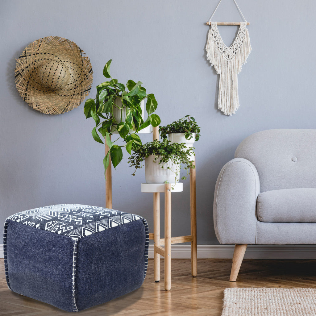 18 Blue 100% Cotton Ottoman