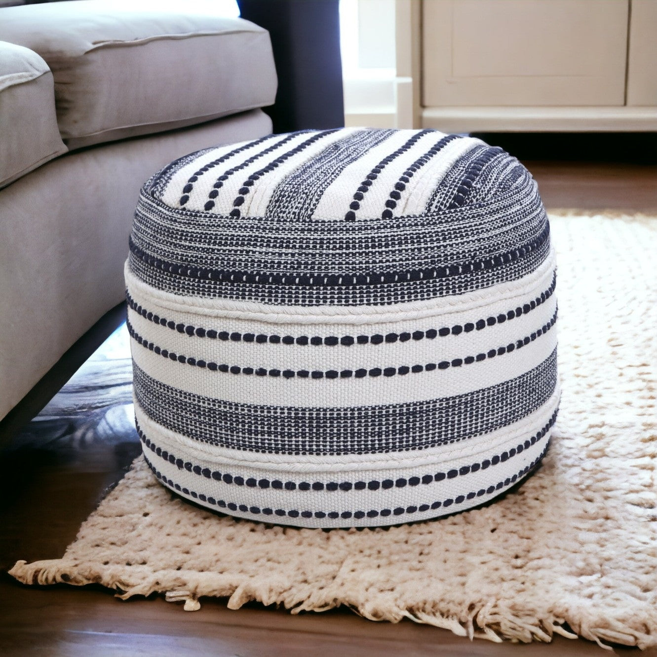 18 Blue 100% Cotton Ottoman