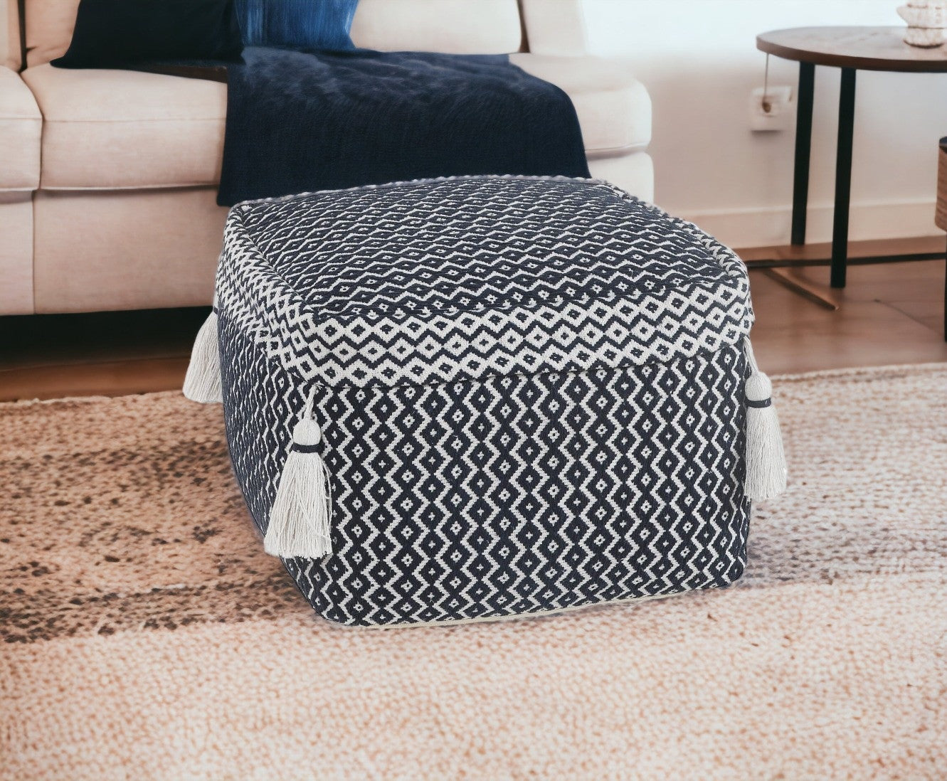 18 Blue 100% Cotton Ottoman