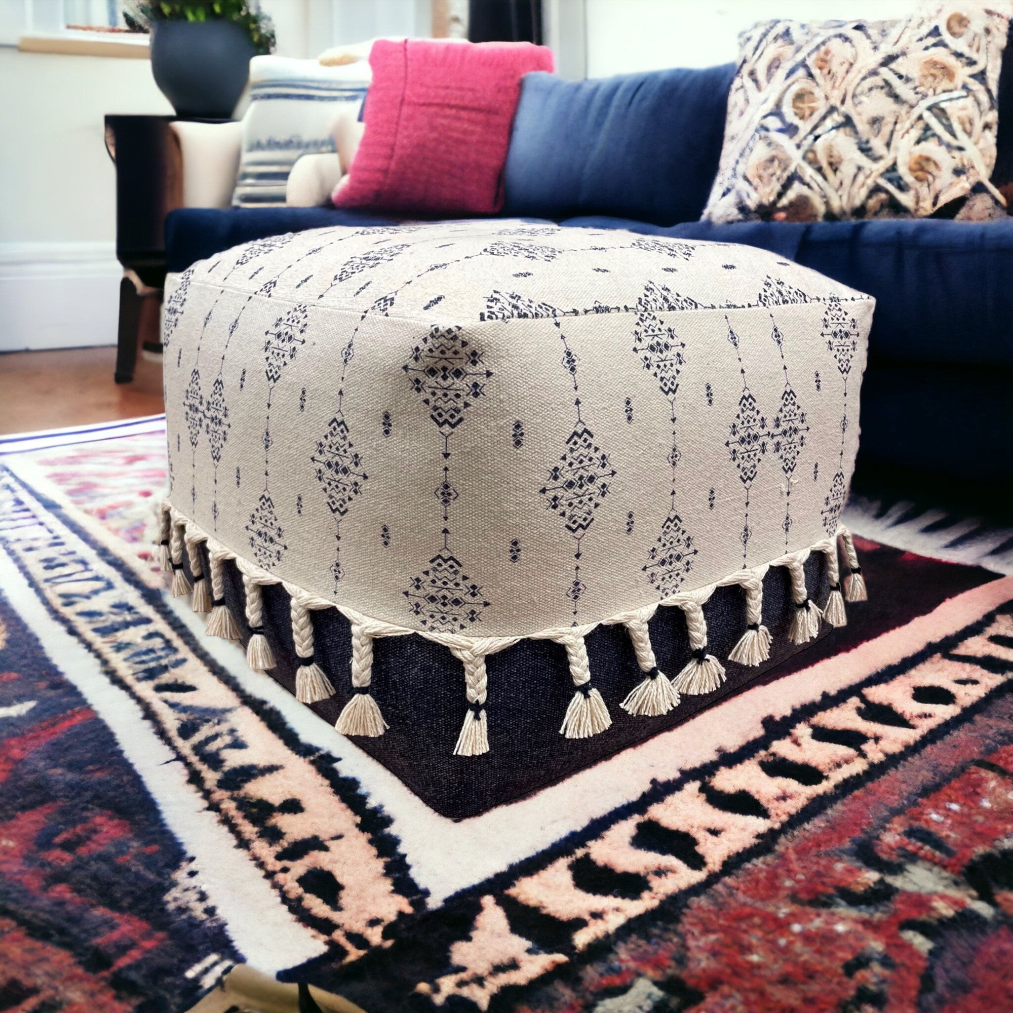 18 Blue 100% Cotton Ottoman