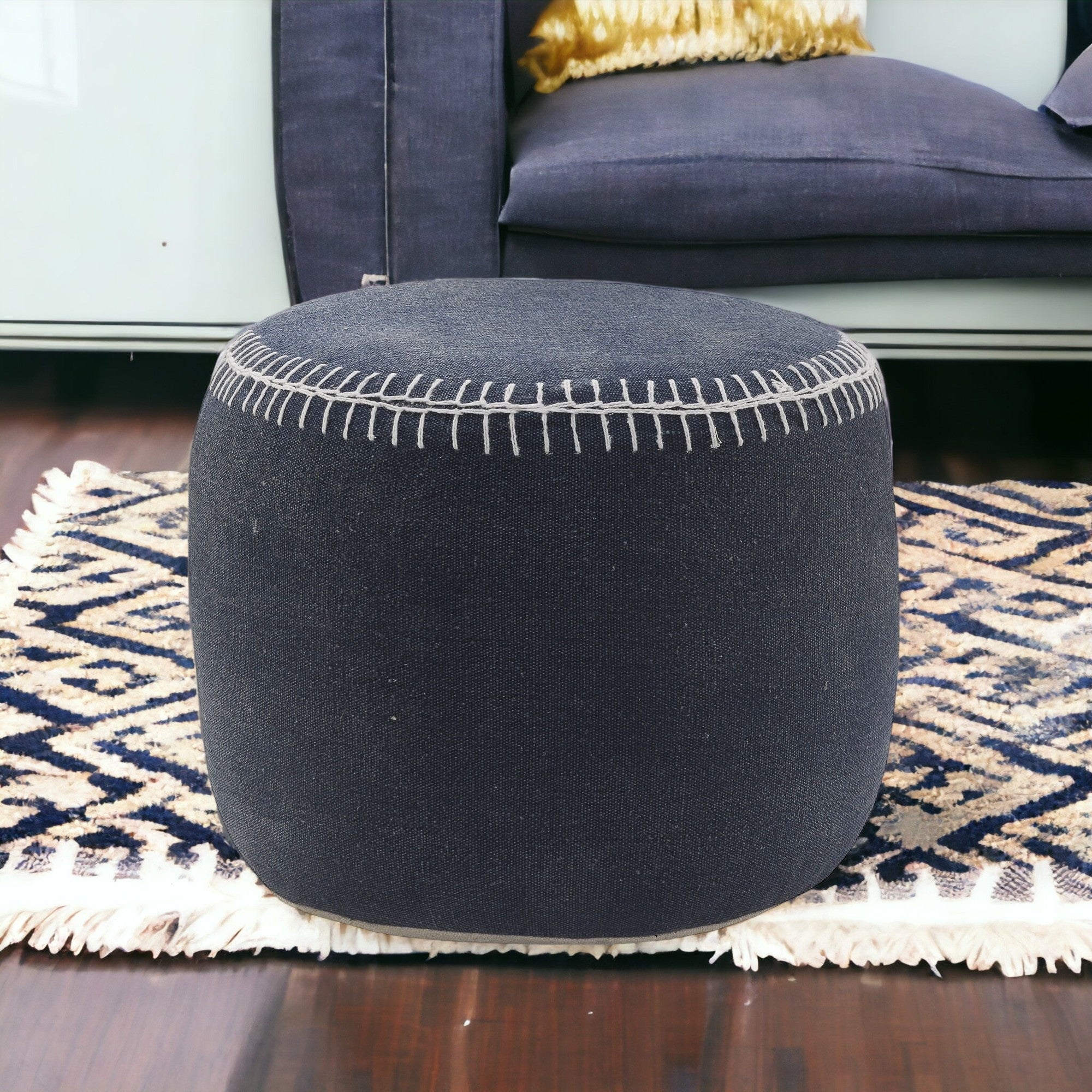 18 Blue 100% Cotton Ottoman