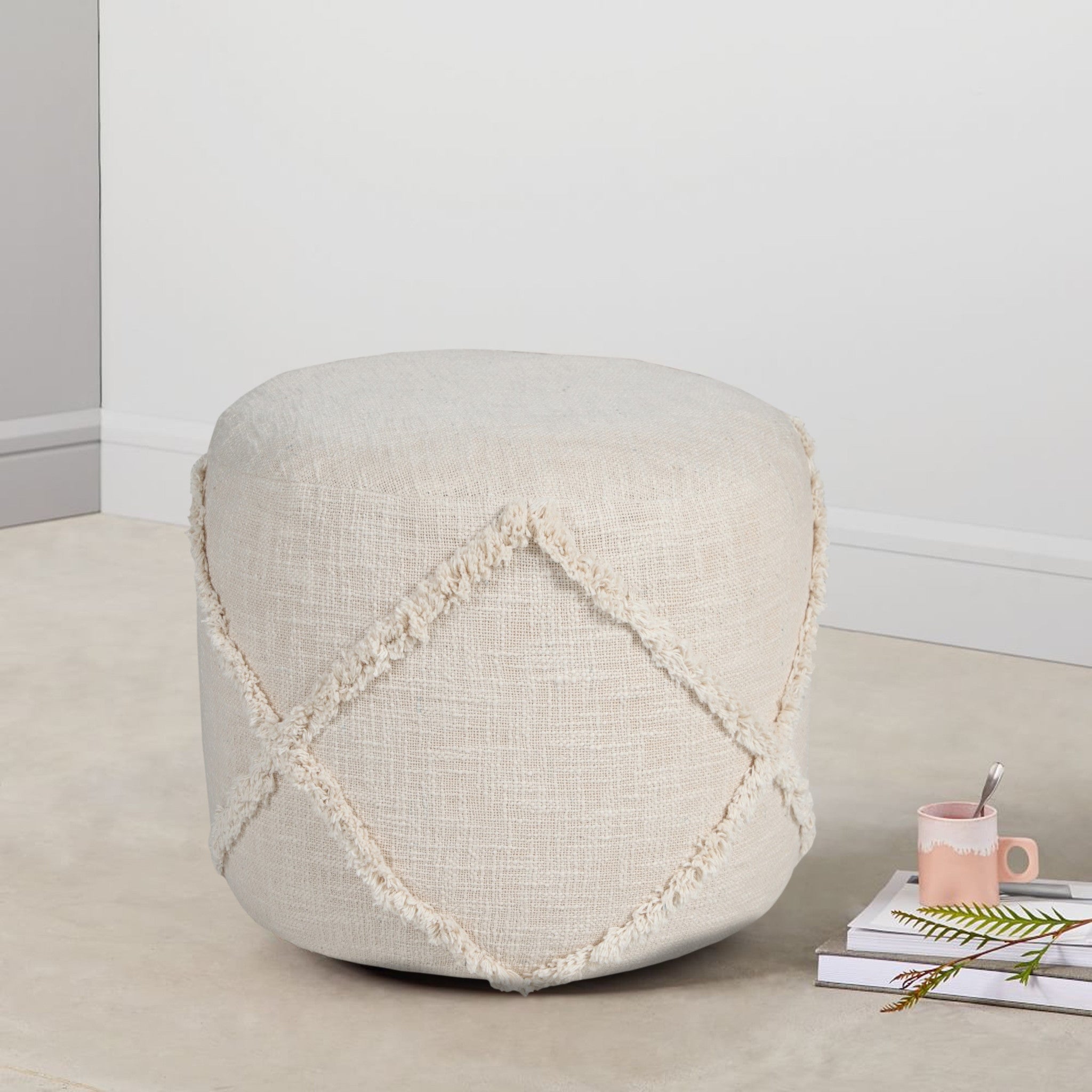 18 Cream 100% Cotton Ottoman