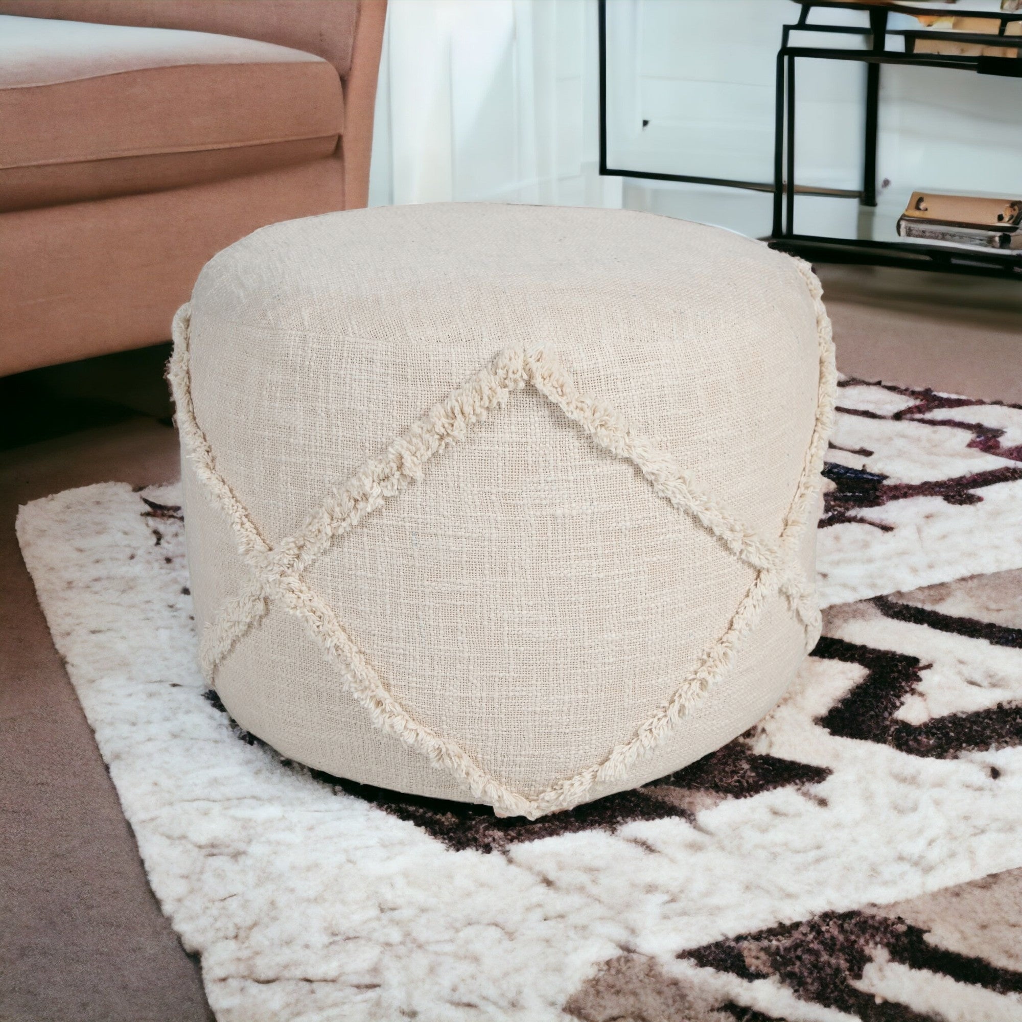 18 Cream 100% Cotton Ottoman