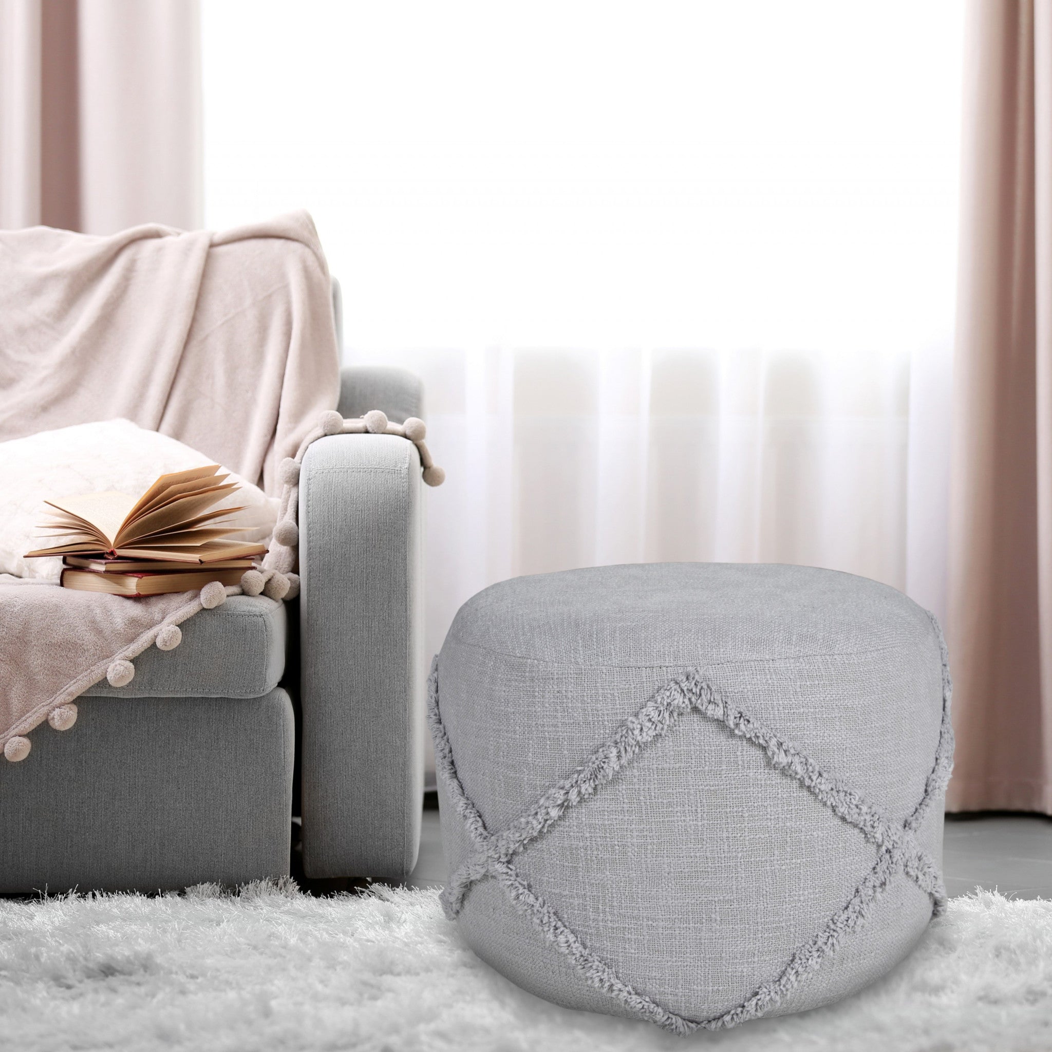 18 Cream 100% Cotton Ottoman