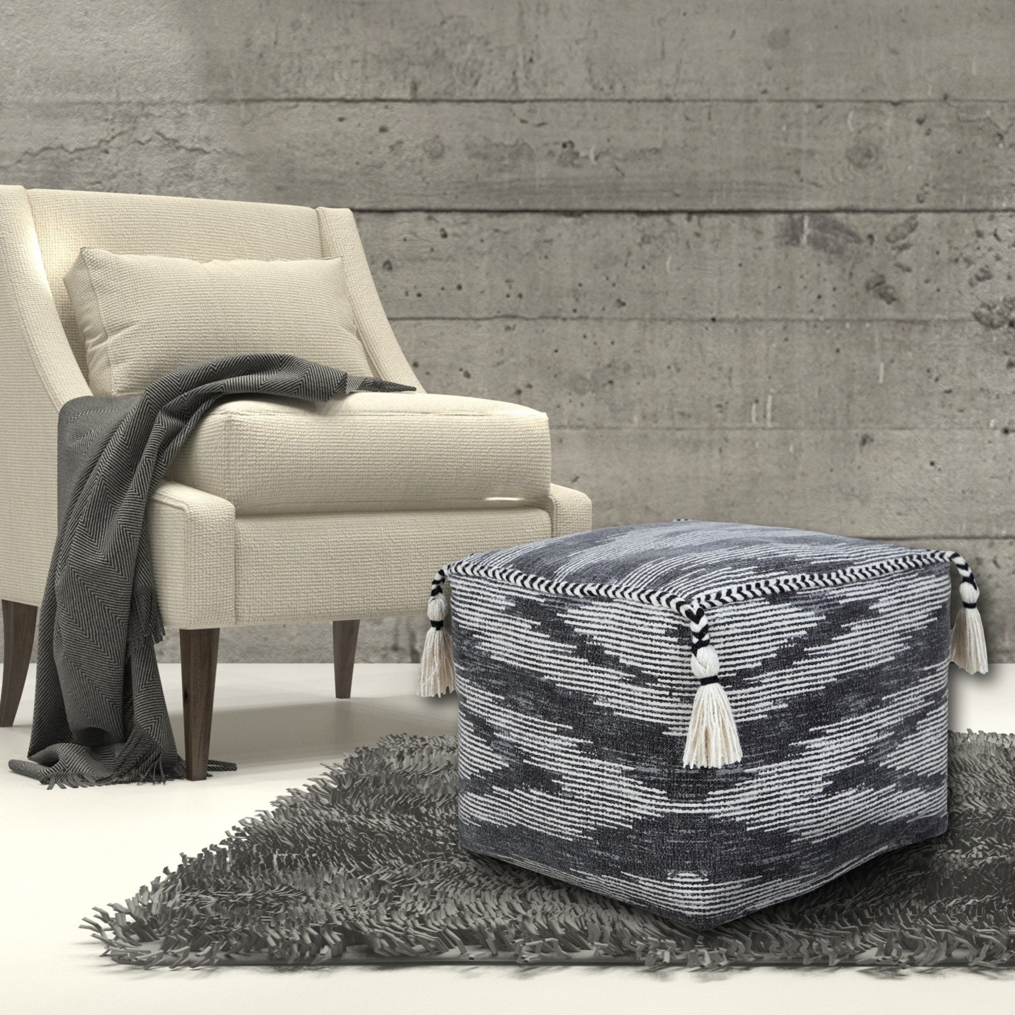 18 Gray 100% Cotton Ottoman