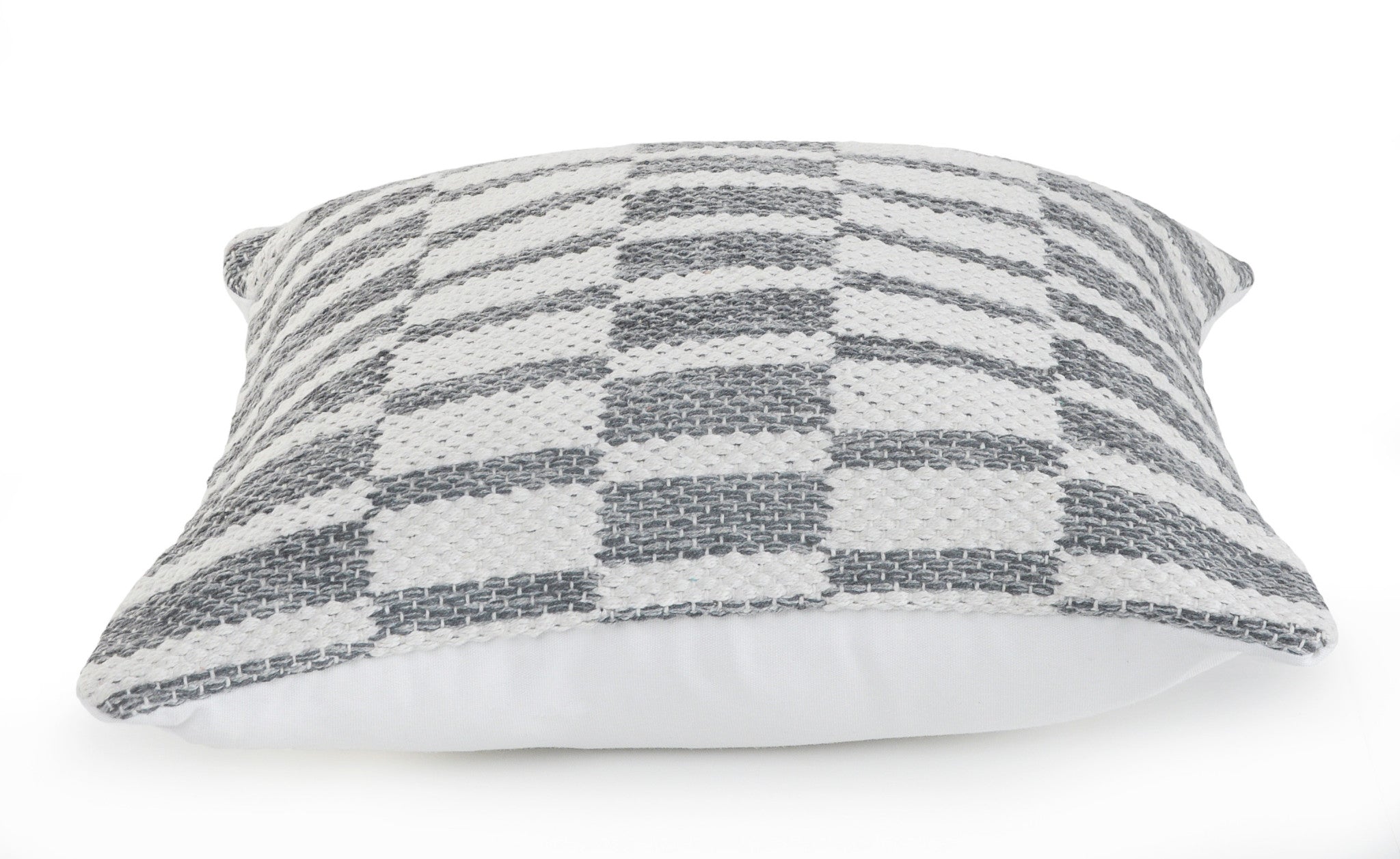 18 X 18 Gray And White 100% Cotton Geometric Zippered Pillow