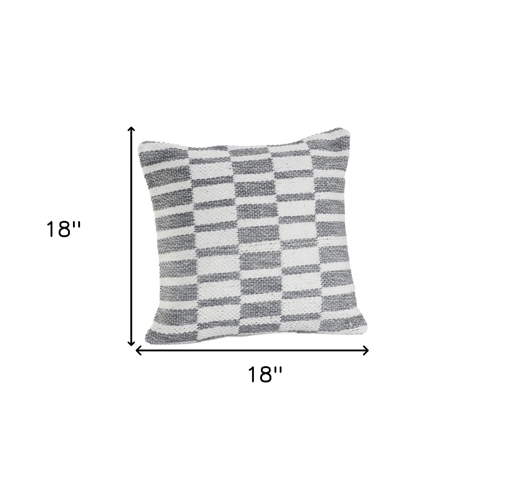 18 X 18 Gray And White 100% Cotton Geometric Zippered Pillow