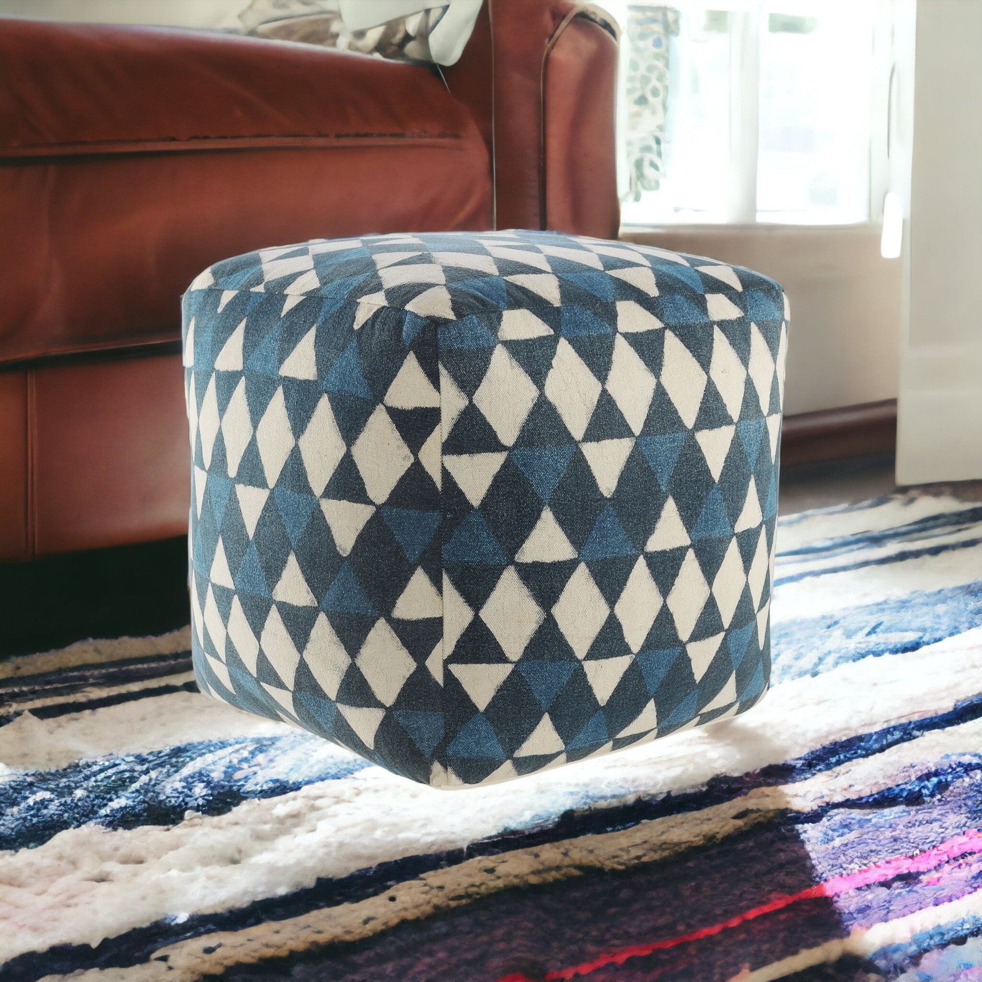 20 Blue 100% Cotton Ottoman