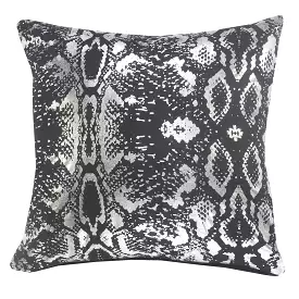 20 X 20 Black And Silver 100% Cotton Animal Print Zippered Pillow