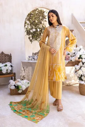 3-Pc Charizma Unstitched Embroidered Lawn Shirt With Embroidered Chiffon Dupatta AN23-14