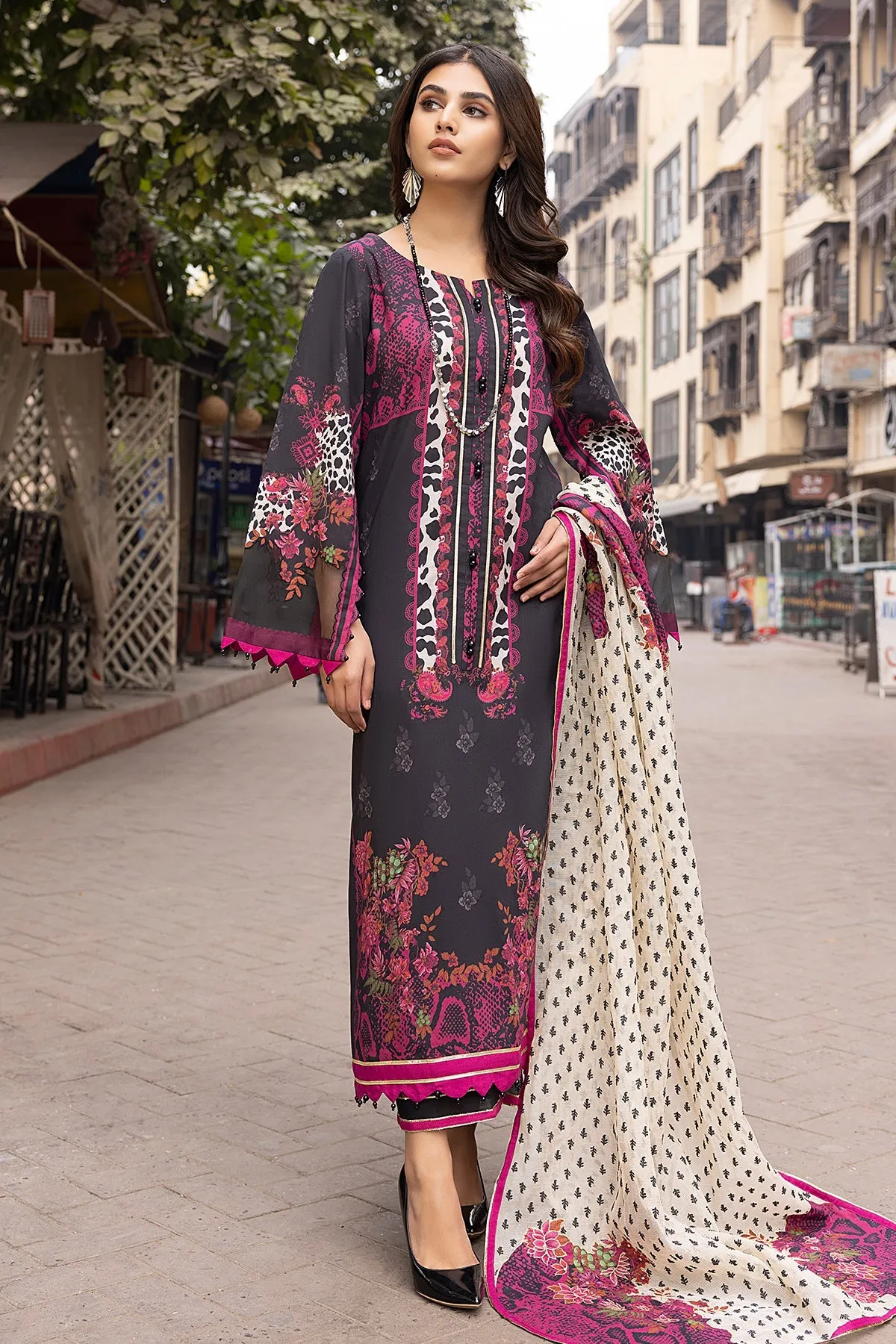 3-Pc Charizma Unstitched Printed Lawn With Embroidered Dupatta CPE23-05