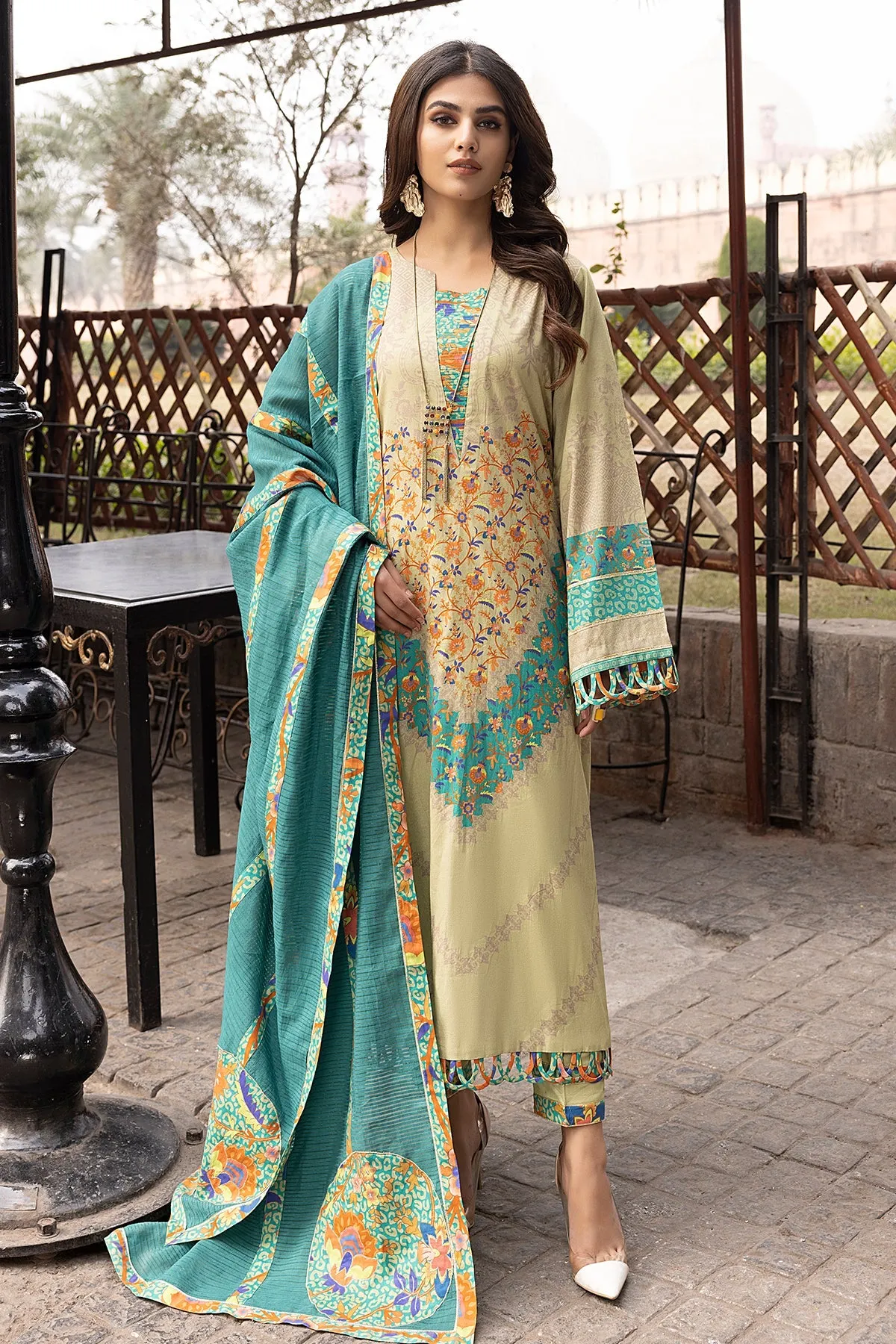 3-Pc Charizma Unstitched Printed Lawn With Embroidered Dupatta CPE23-09