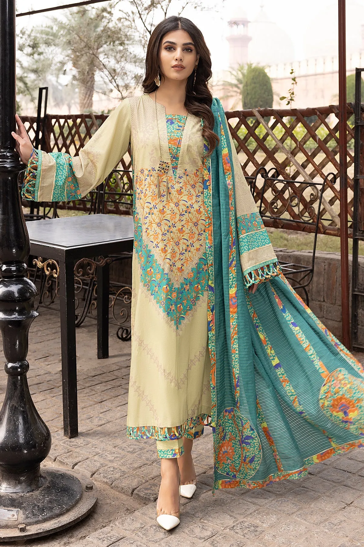 3-Pc Charizma Unstitched Printed Lawn With Embroidered Dupatta CPE23-09