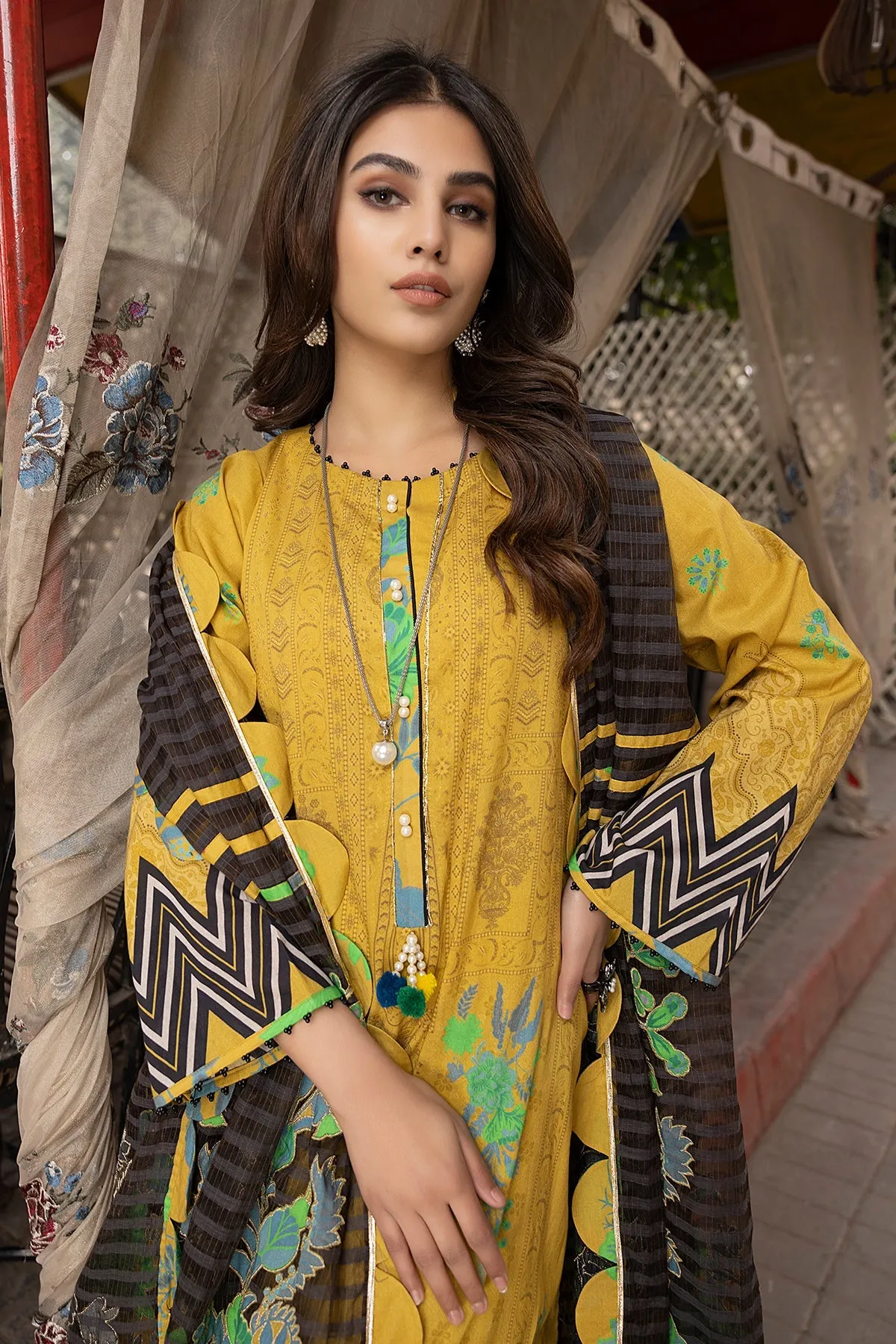 3-Pc Charizma Unstitched Printed Lawn With Embroidered Dupatta CPE23-12