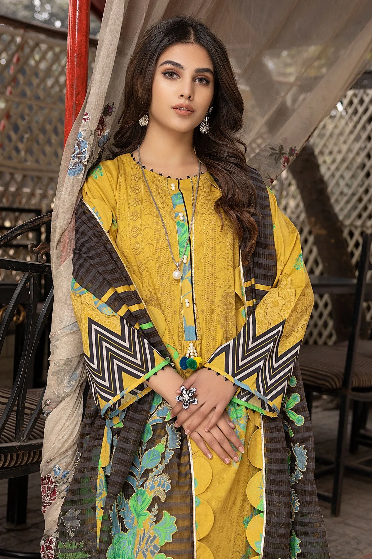 3-Pc Charizma Unstitched Printed Lawn With Embroidered Dupatta CPE23-12