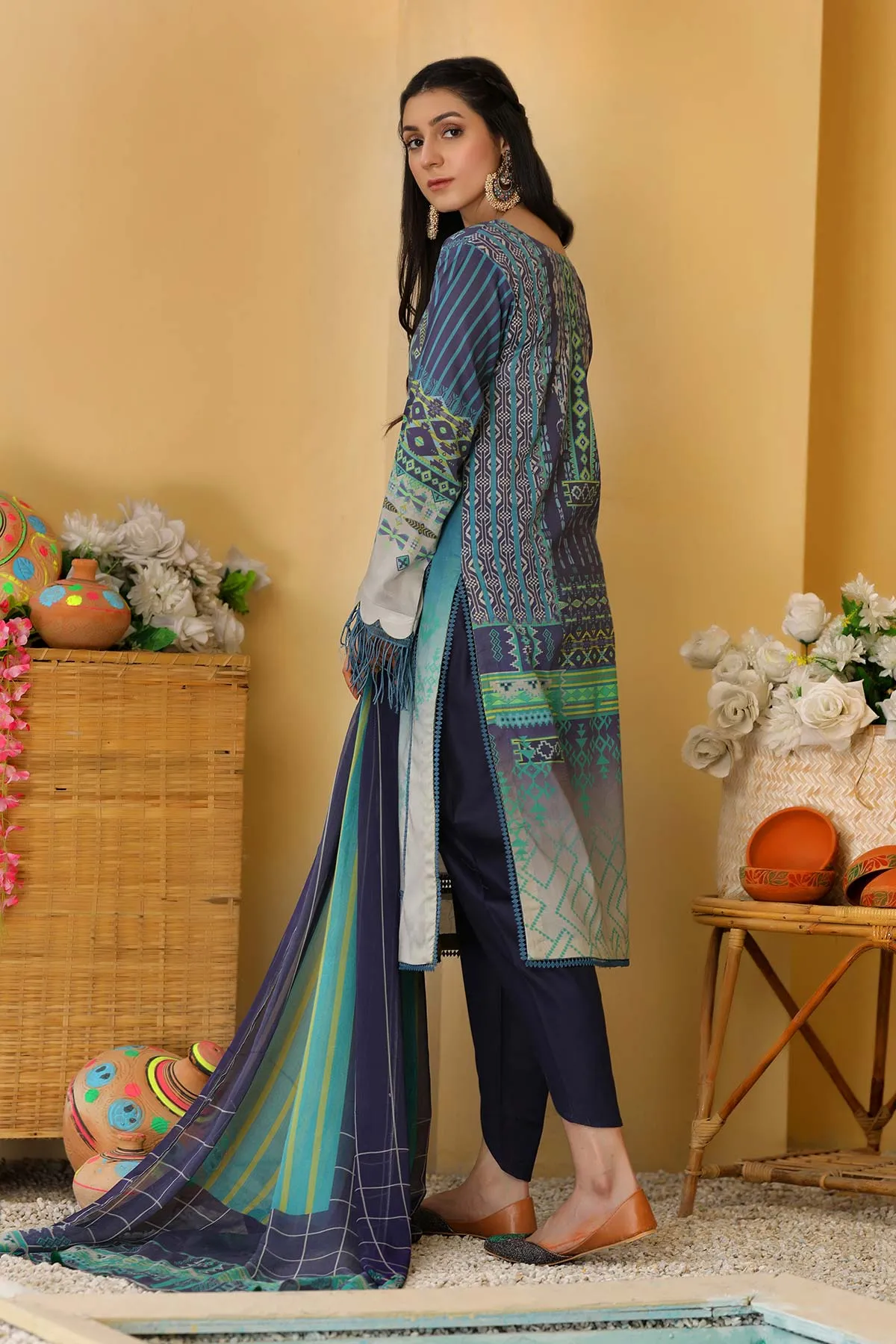 3-Pc Printed Lawn Unstitched With Lawn Dupatta CP22-85