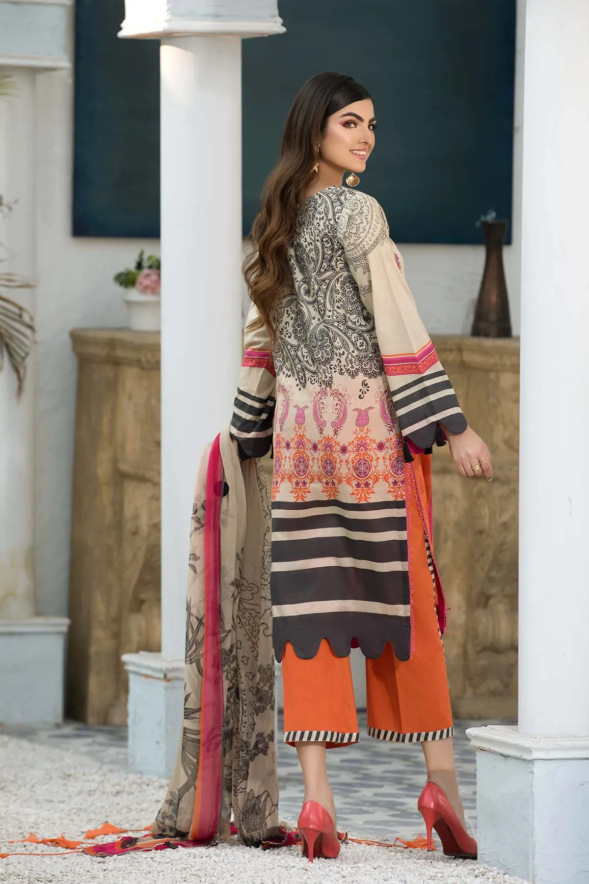 3-Pc Printed Lawn Unstitched With Lawn Dupatta CP22-86