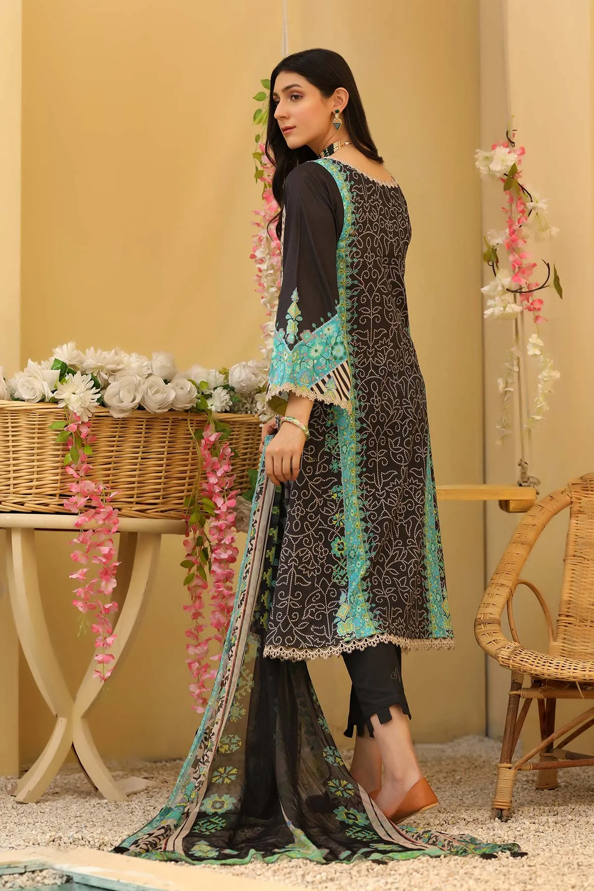 3-Pc Printed Lawn Unstitched With Lawn Dupatta CP22-90