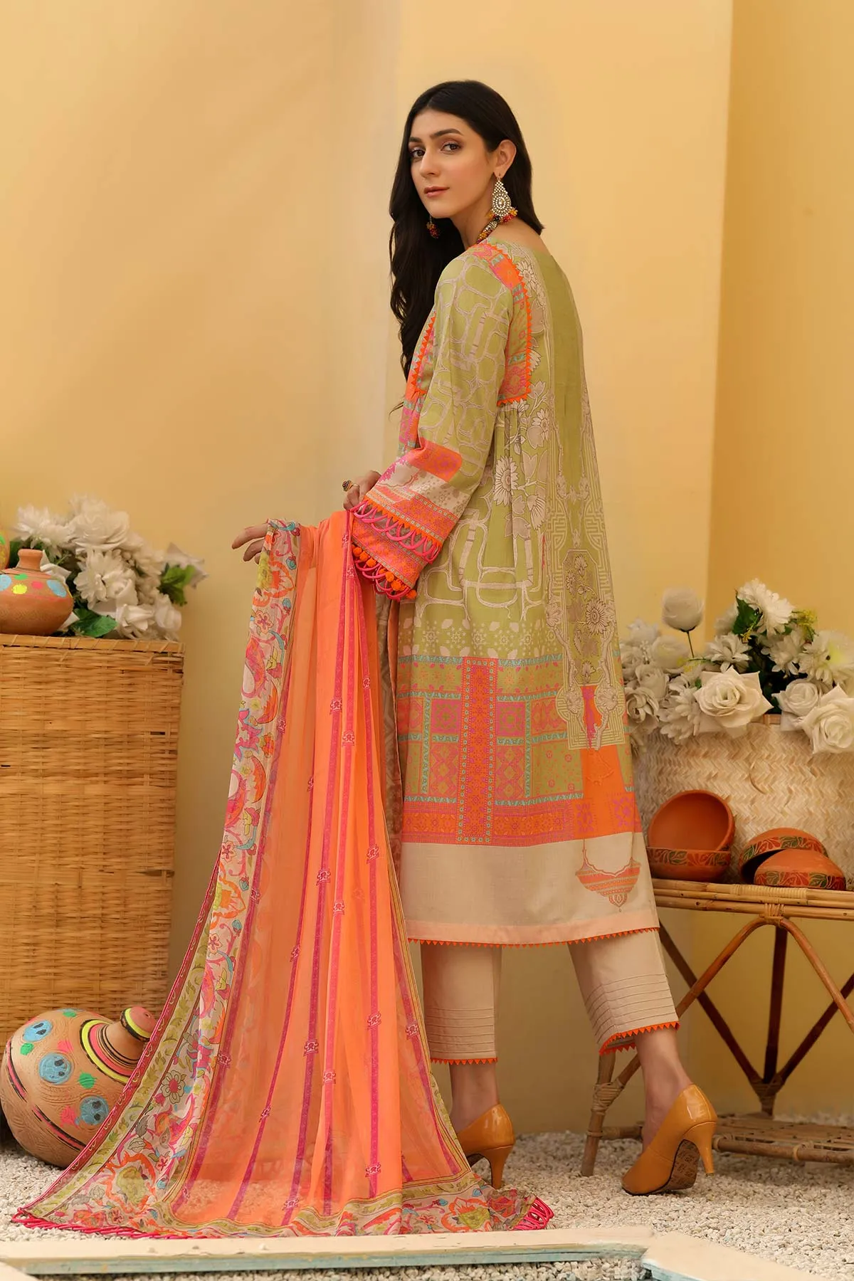 3-Pc Printed Lawn Unstitched With Lawn Dupatta CP22-91