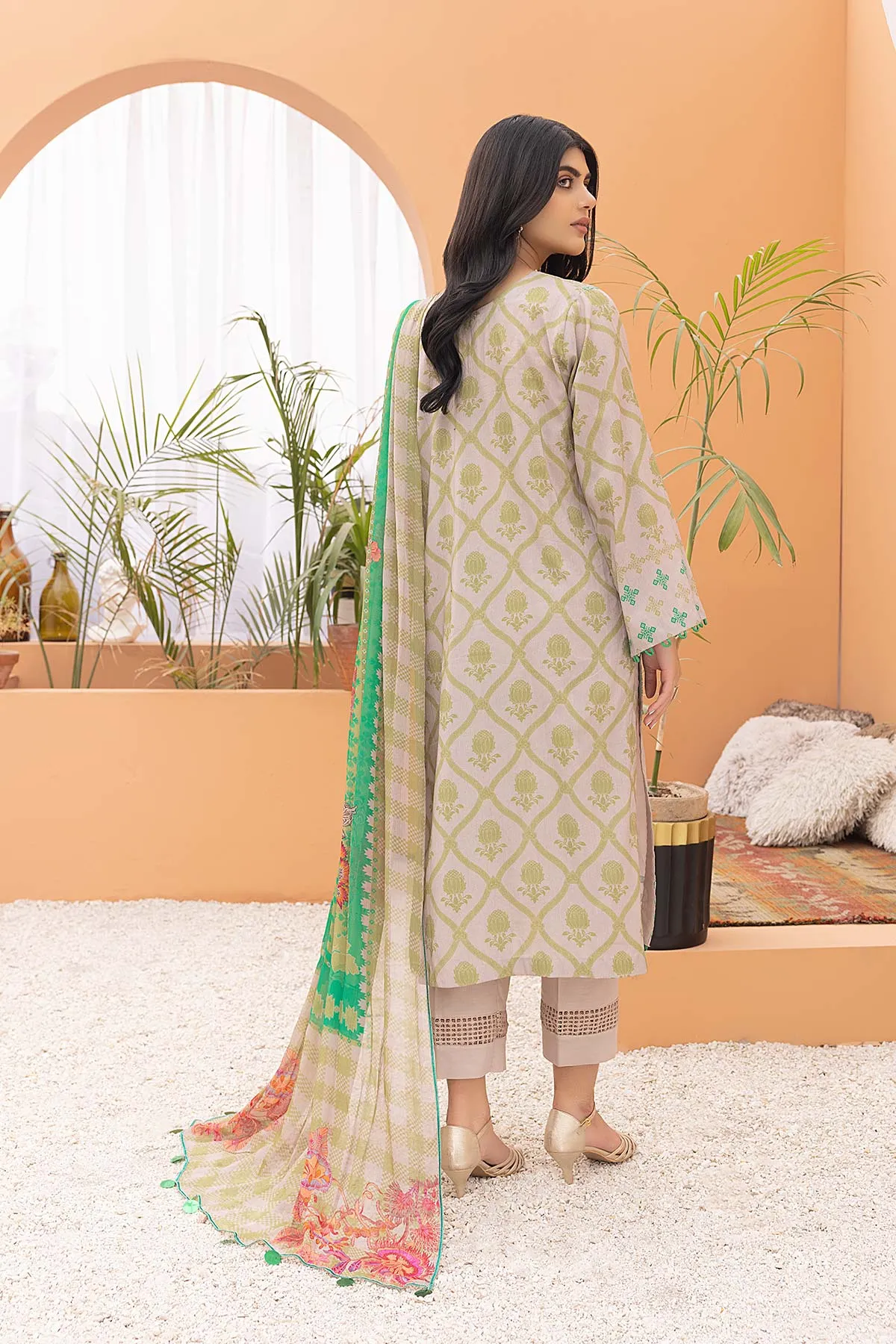 3-Pc Printed Lawn Unstitched With Voil Dupatta CP22-022