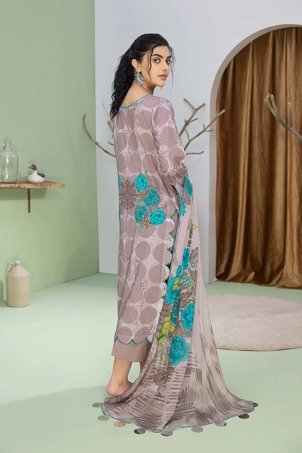 3-Pc Printed Lawn Unstitched With Voil Dupatta CP22-057