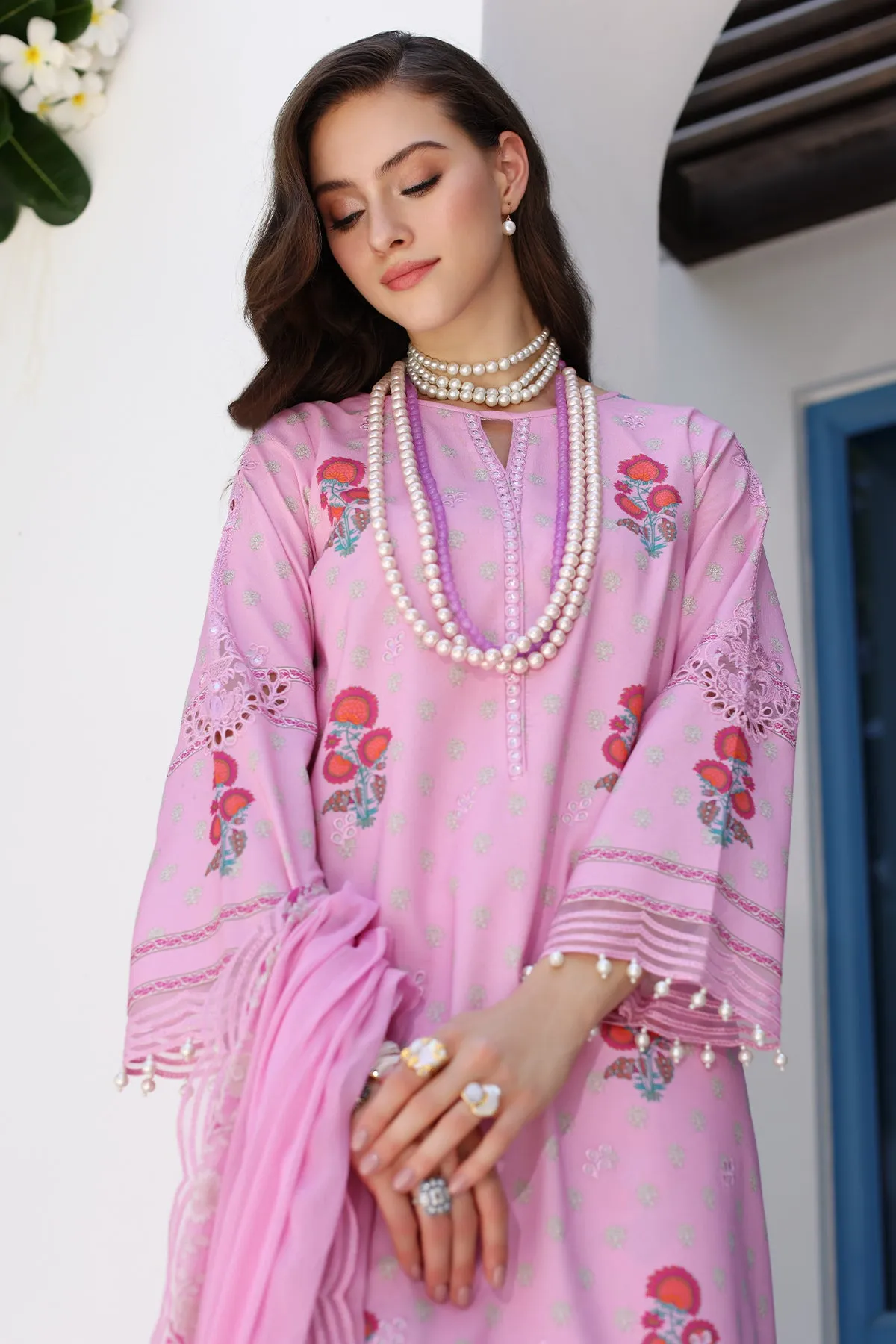 3-PC UNSTITCHED EMBROIDERED LAWN SHIRT WITH EMBROIDERED CHIFFON DUPATTA  CN4-17