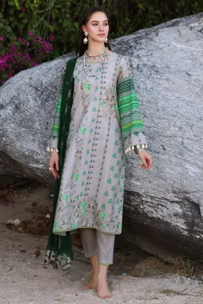 3-PC Unstitched Printed Lawn with Embroidered Chiffon Dupatta PM4-26