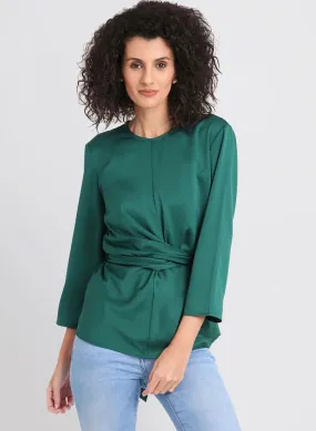 3/4 Sleeve Waist Tie Up Top