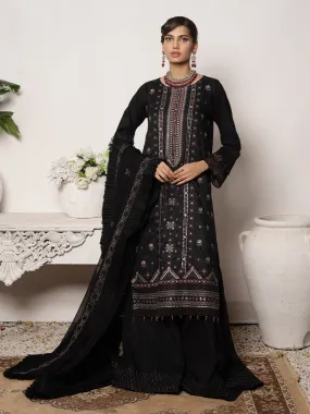 3PC Unstitched - Printed Embroidered Lawn Shirt With Chiffon Mukesh Dupatta