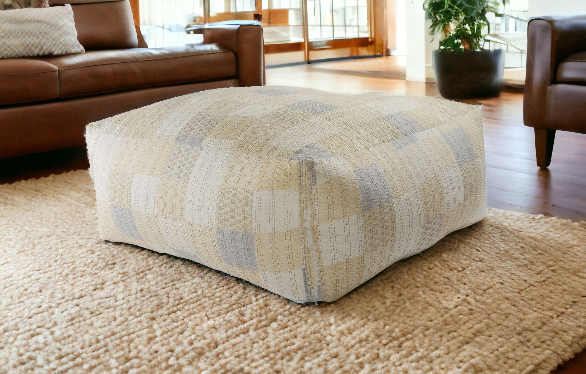 48 Cream 100% Cotton Ottoman