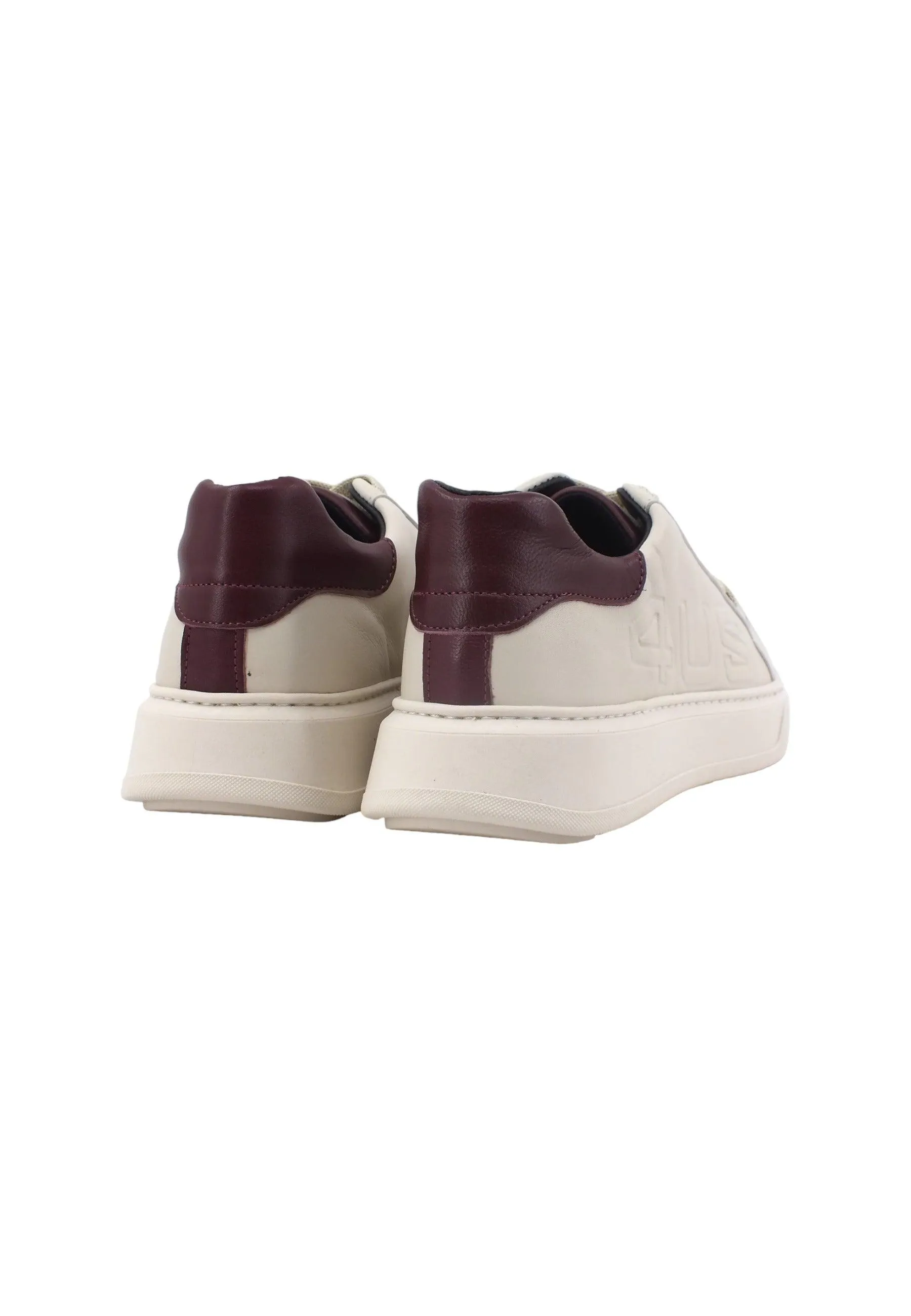 4US PACIOTTI Larry Sneaker Uomo Beige Osso Bordeaux LARRY