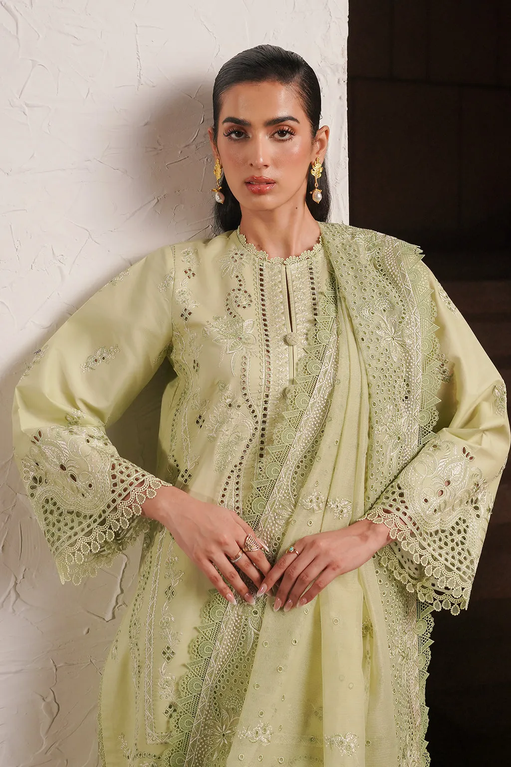 Afrozeh Festive Unstitched Chikankari Lawn 3Pc Suit AL-24-V4-02 KELLY