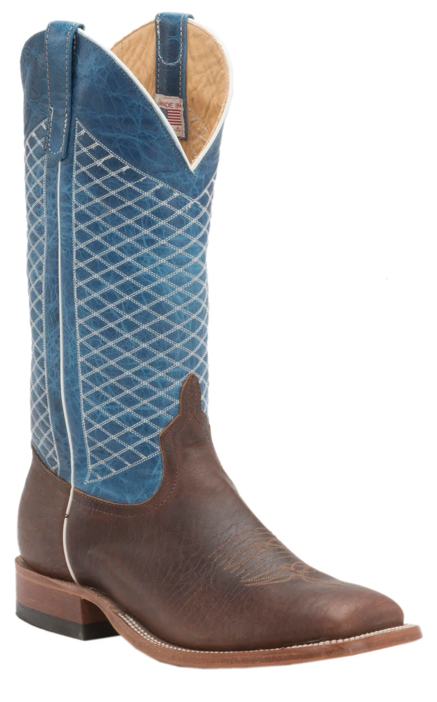 Anderson Bean Men's Mike Tyson Bison and Blue Lava Square Toe Cowboy Boots