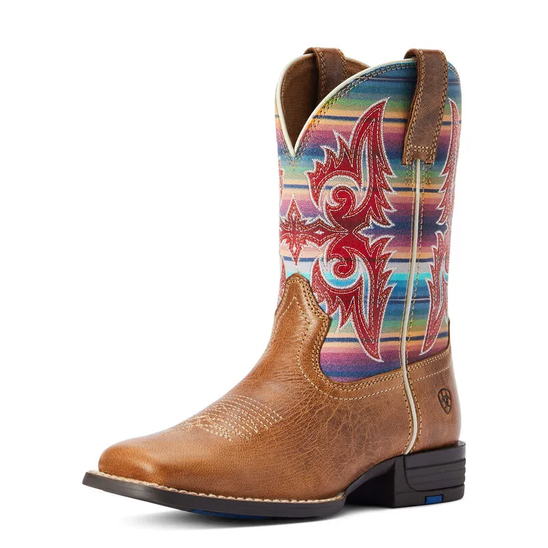 Ariat Kid's 8 Lonestar Square Toe Western Boot - Tan/Serape 10042595