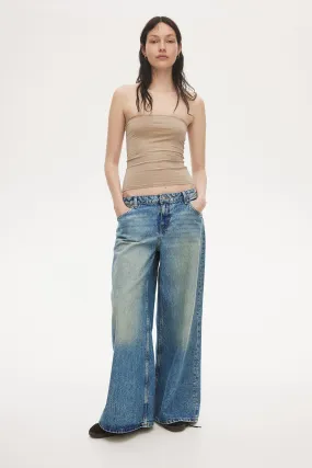 Baggy Wide Low Jeans - Low waist - Long - Light denim blue - Ladies | H&M GB