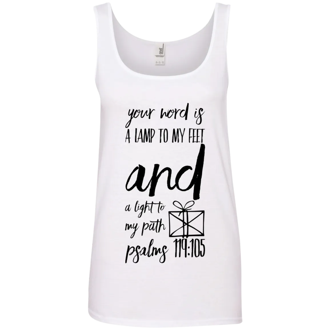 Bible Verses Ladies' 100% Ringspun Cotton Tank Top - Your Word Is Light To My Path ~Psalm 119:105~ Design 18 (Black Font)