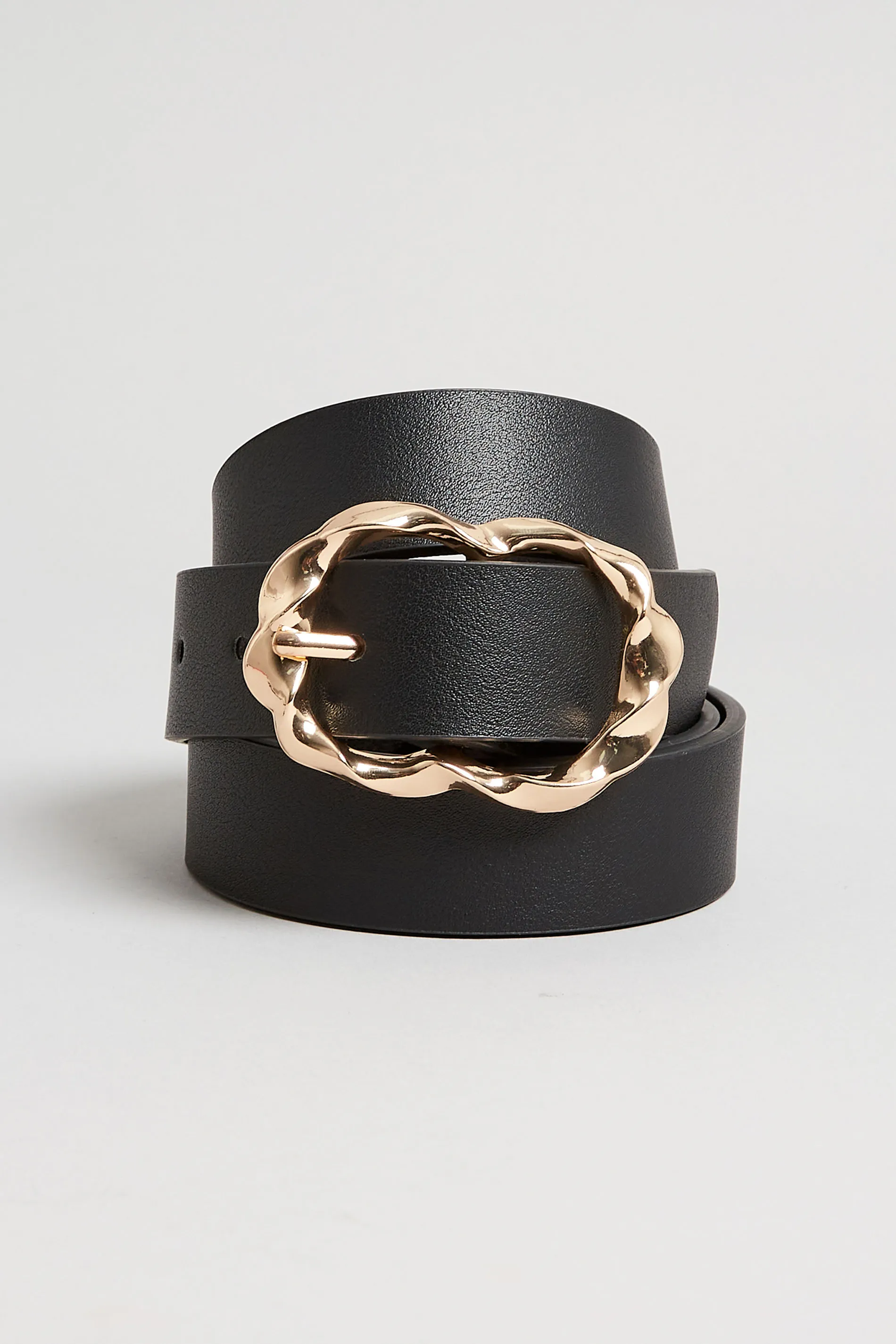 Black & Gold Twisted Buckle Belt