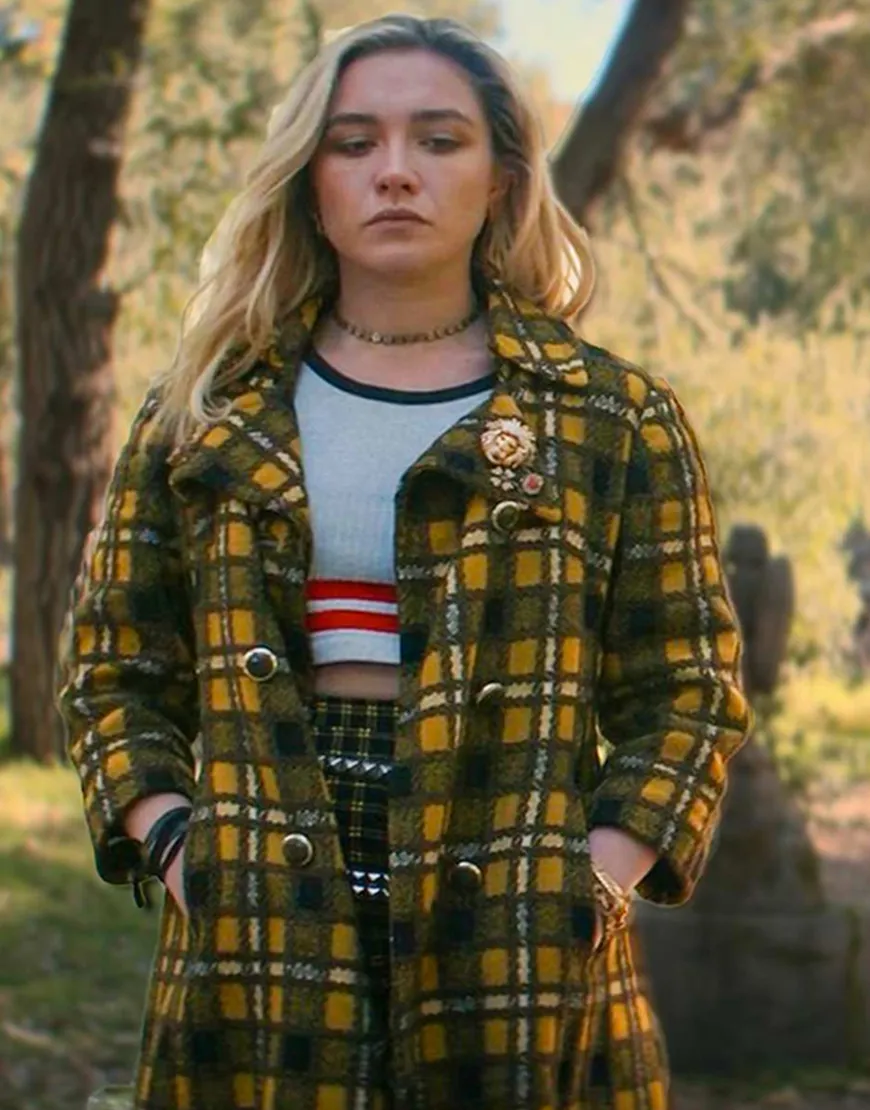 Black Widow 2021 Florence Pugh Plaid Coat | Yelena Belova Plaid Coat