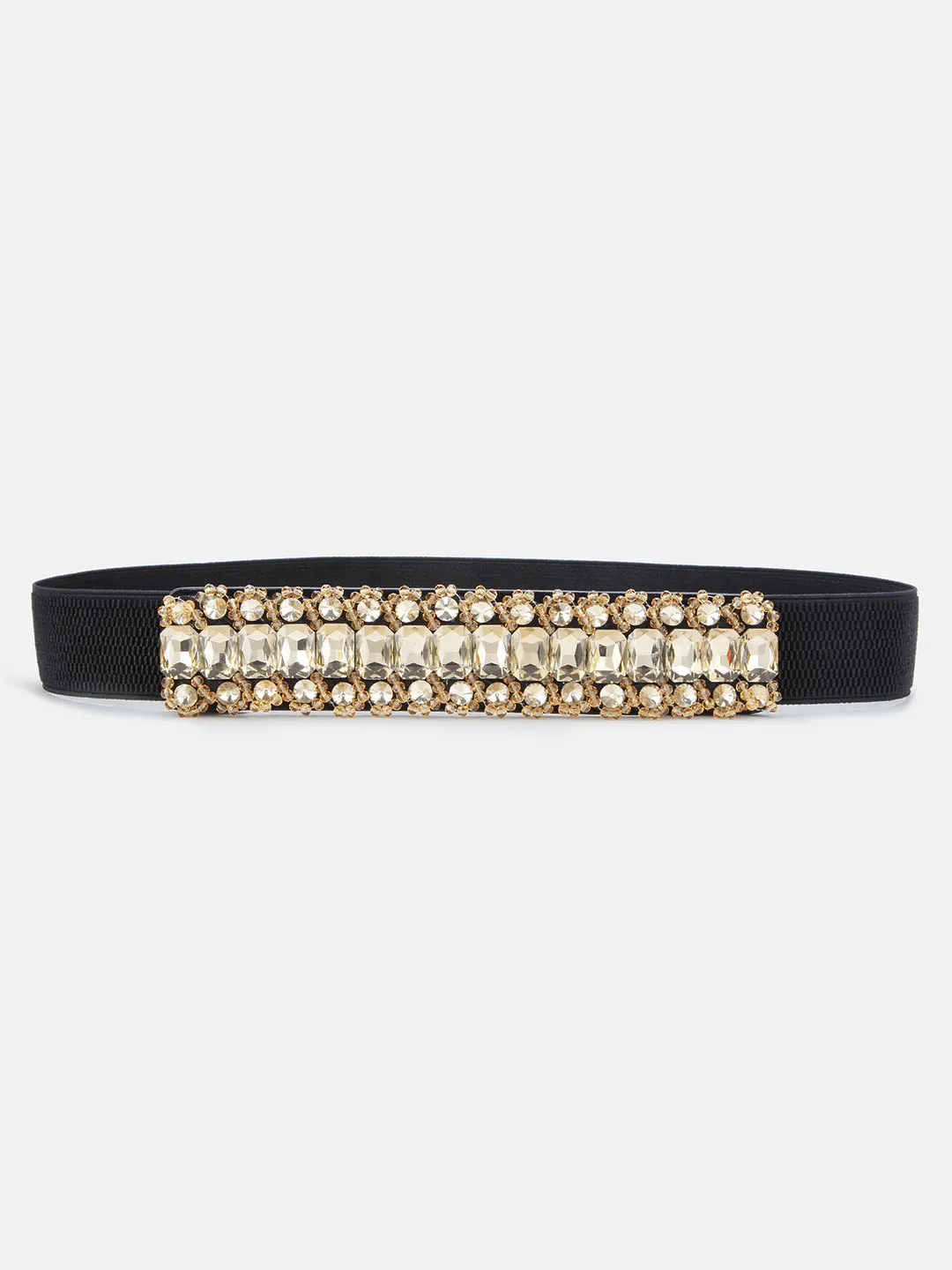 Broad Belt With Chunky Embellished Buckle