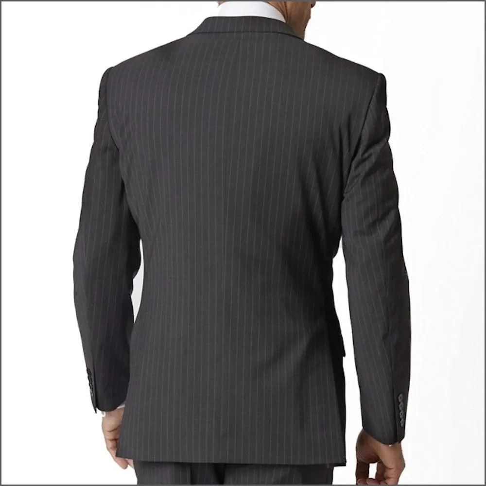 Brook Taverner Avalino Charcoal Pinstripe Washable Crease Resistant 2 Pic Travel Suit**