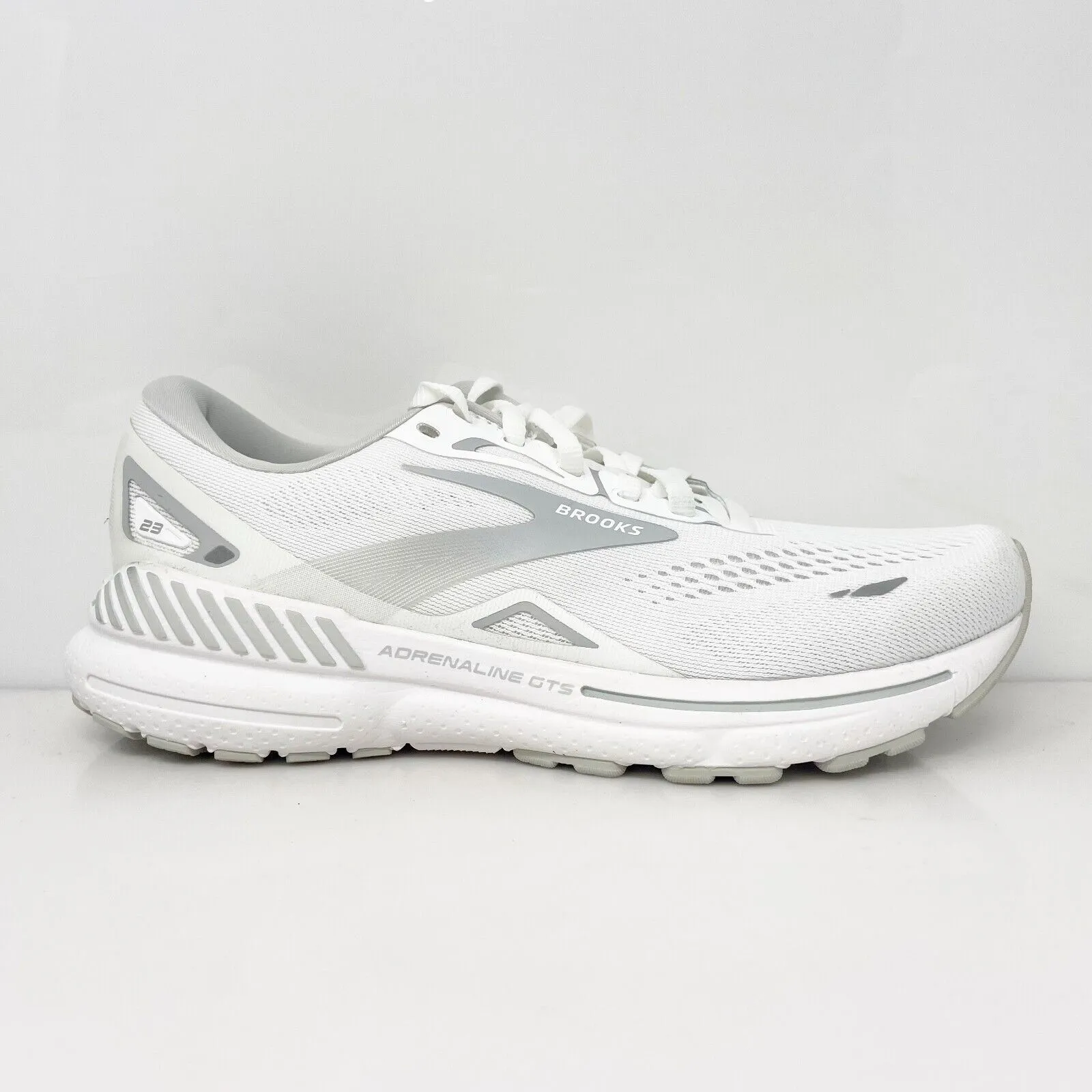 Brooks Womens Adrenaline GTS 23 1203811D104 White Running Shoes Sneaker Sz 7.5 D